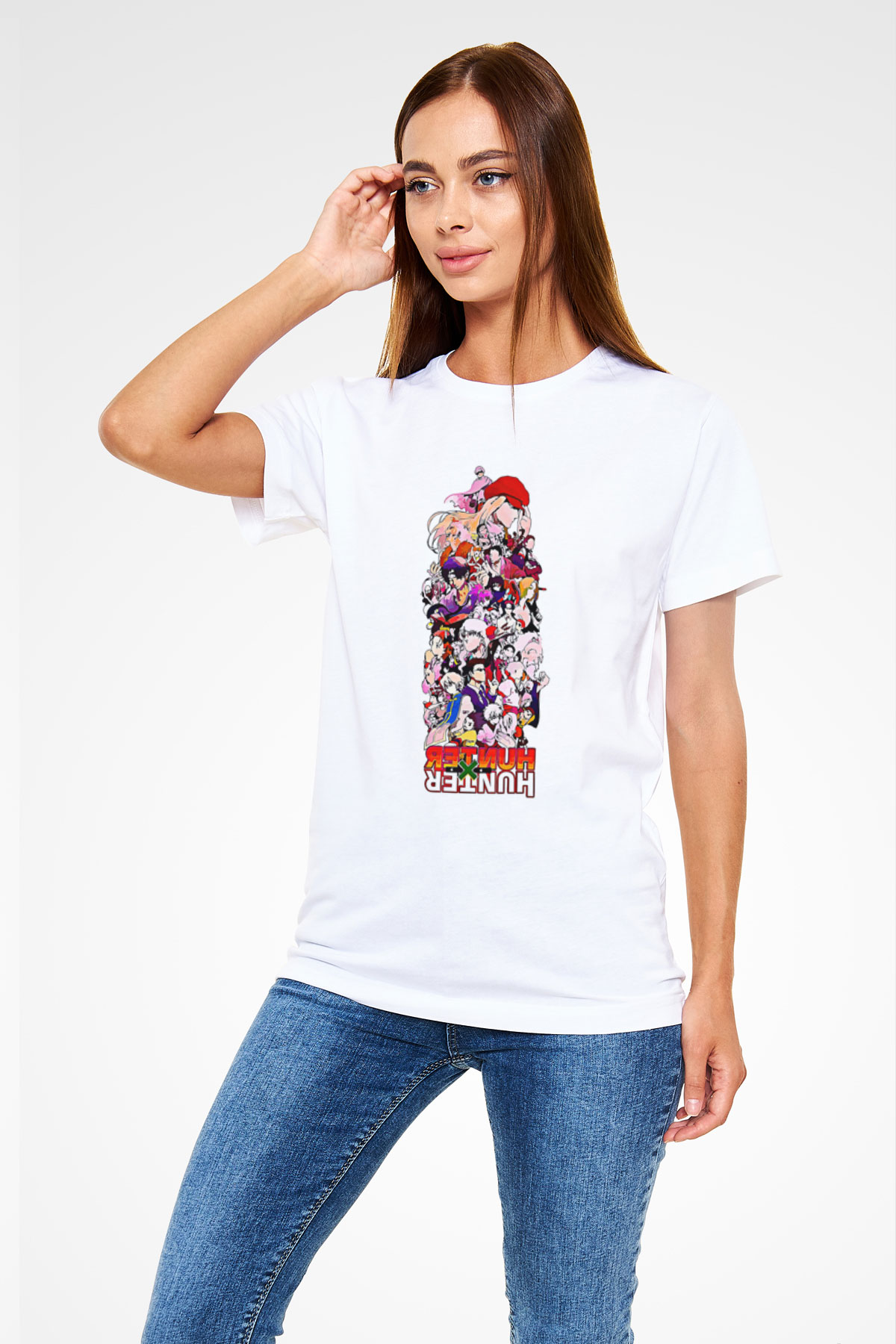 Hunter X Hunter Unisex Baskılı Beyaz Tişört - Tshirt
