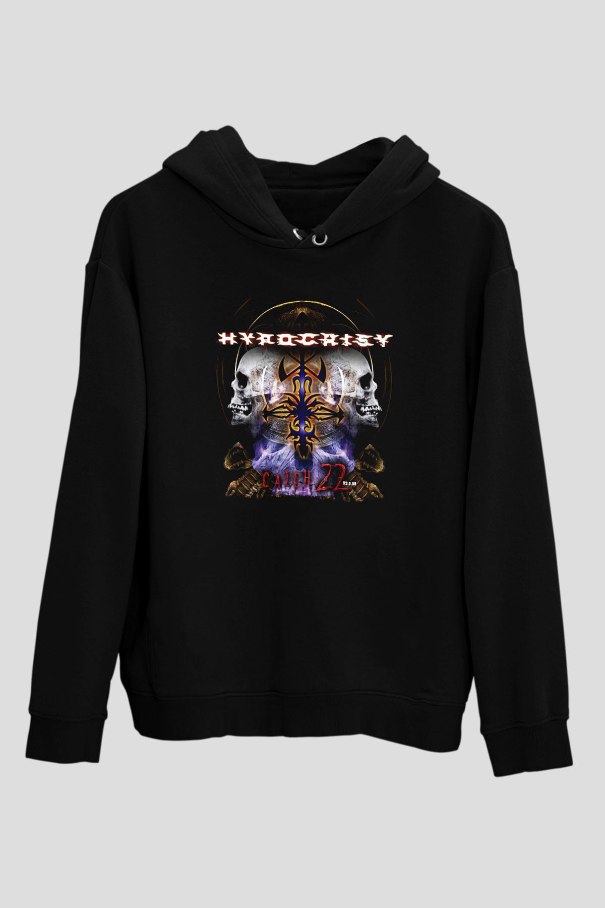 Hypocrispy Baskılı Unisex Siyah Kapüşonlu Sweatshirt
