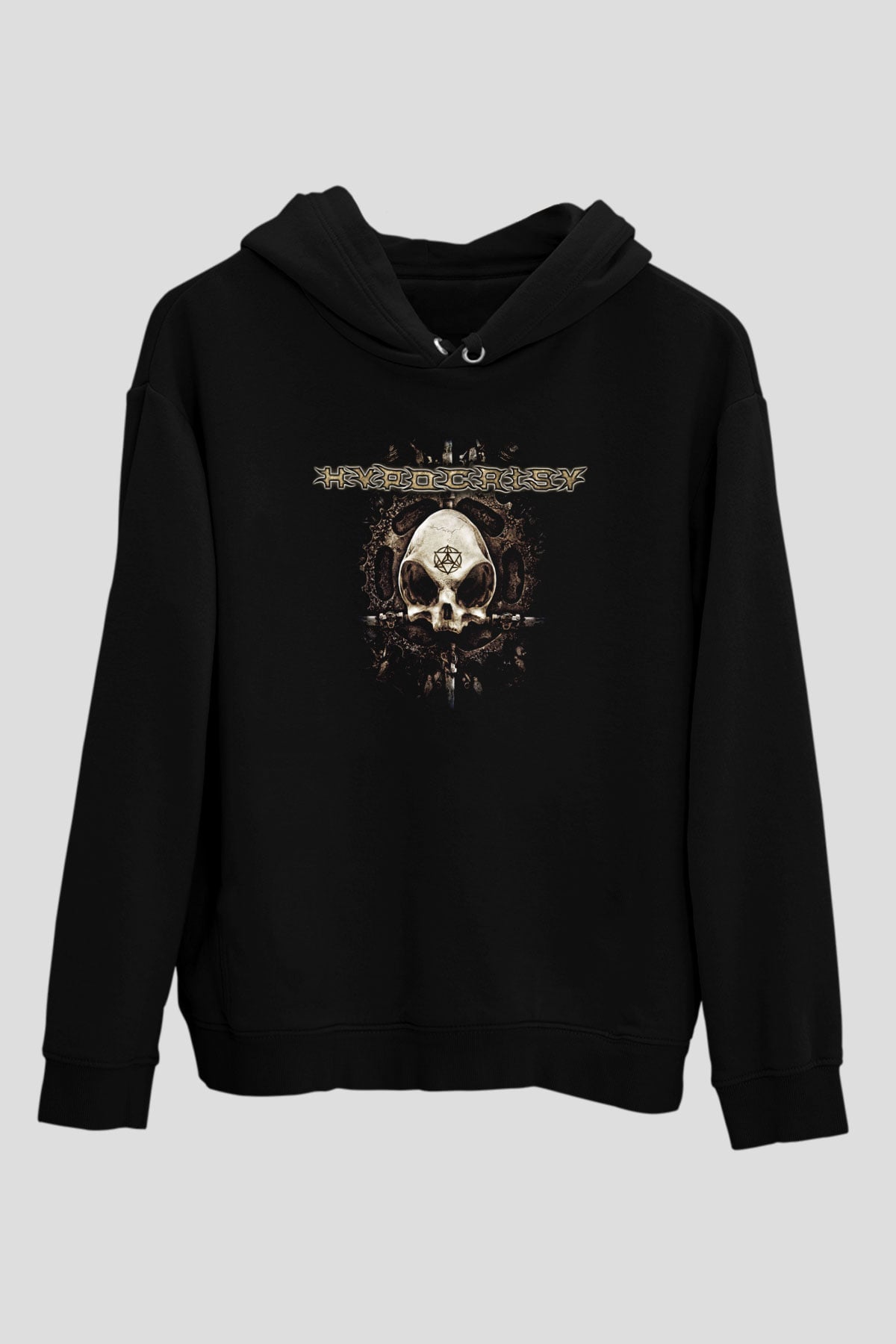 Hypocrispy Baskılı Unisex Siyah Kapüşonlu Sweatshirt