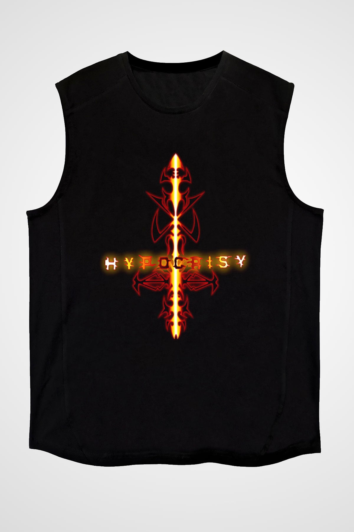 Hypocrispy Baskılı Unisex Siyah Kolsuz Tişört - Tshirt