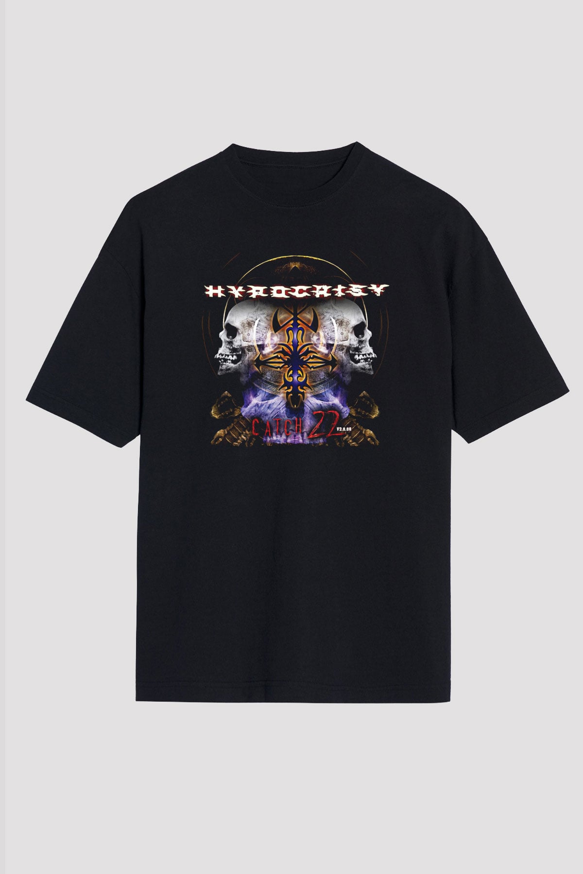 Hypocrispy Baskılı Unisex Siyah Oversize Tişört - Tshirt