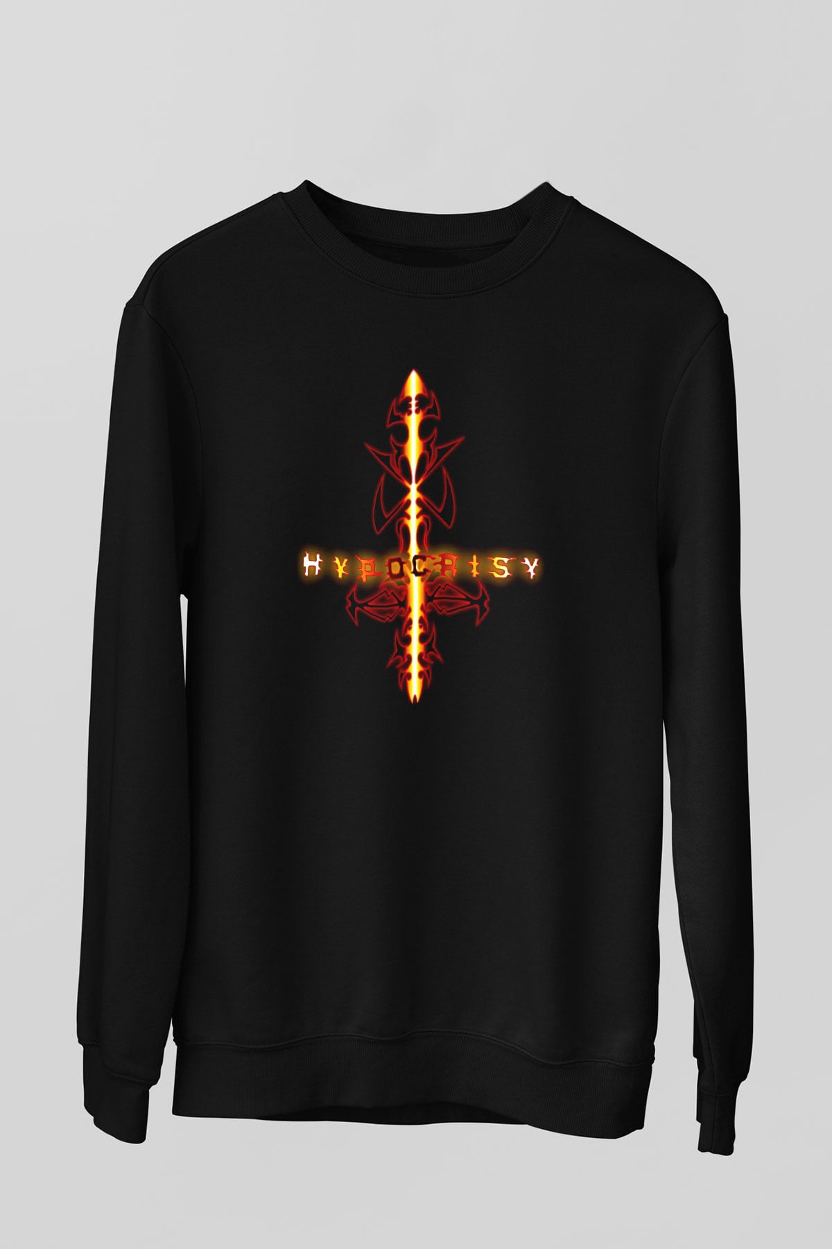 Hypocrispy Baskılı Unisex Siyah Sweatshirt