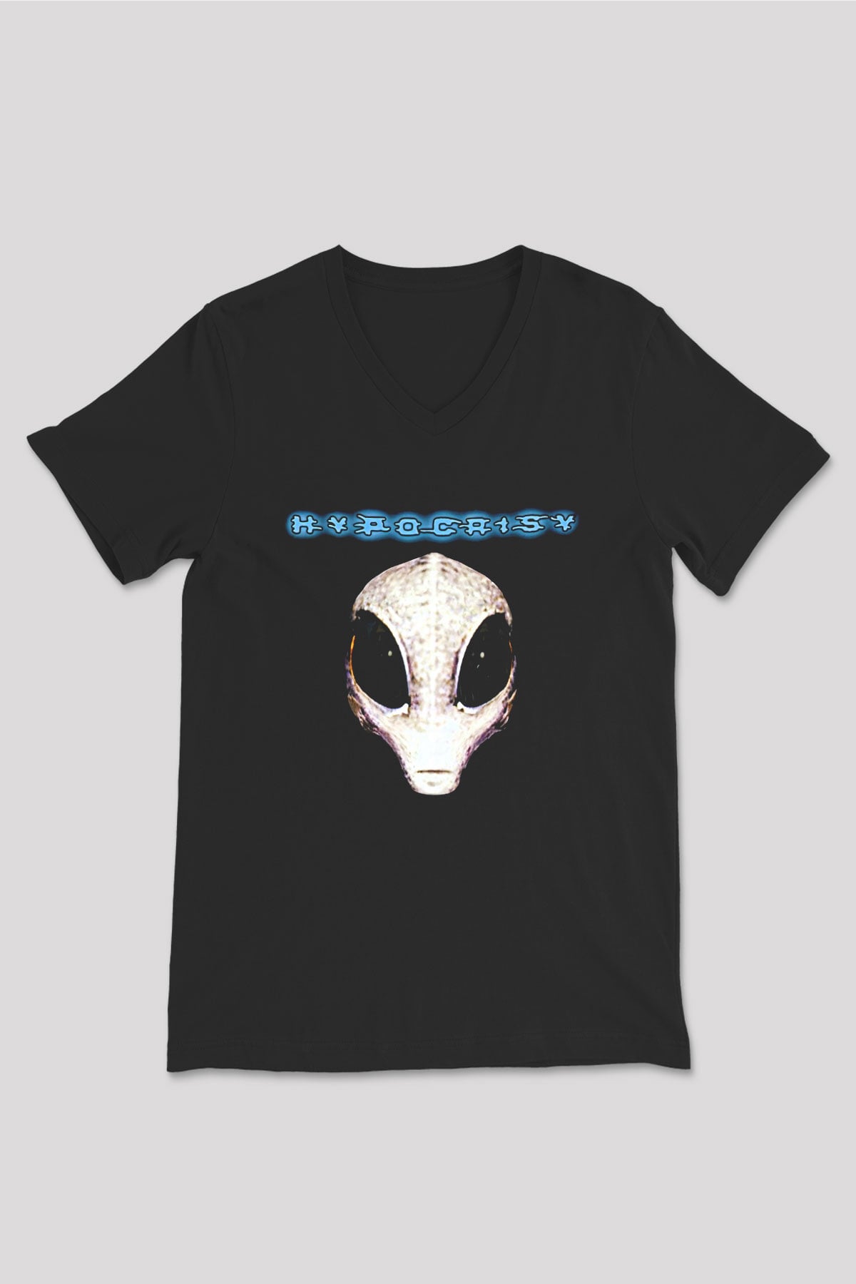 Hypocrispy Baskılı Unisex Siyah V Yaka Tişört - Tshirt