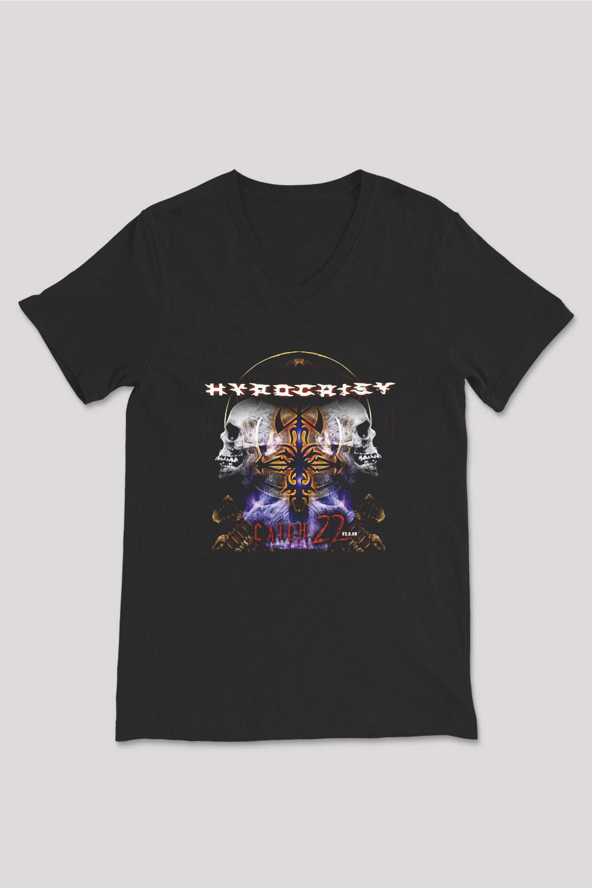 Hypocrispy Baskılı Unisex Siyah V Yaka Tişört - Tshirt