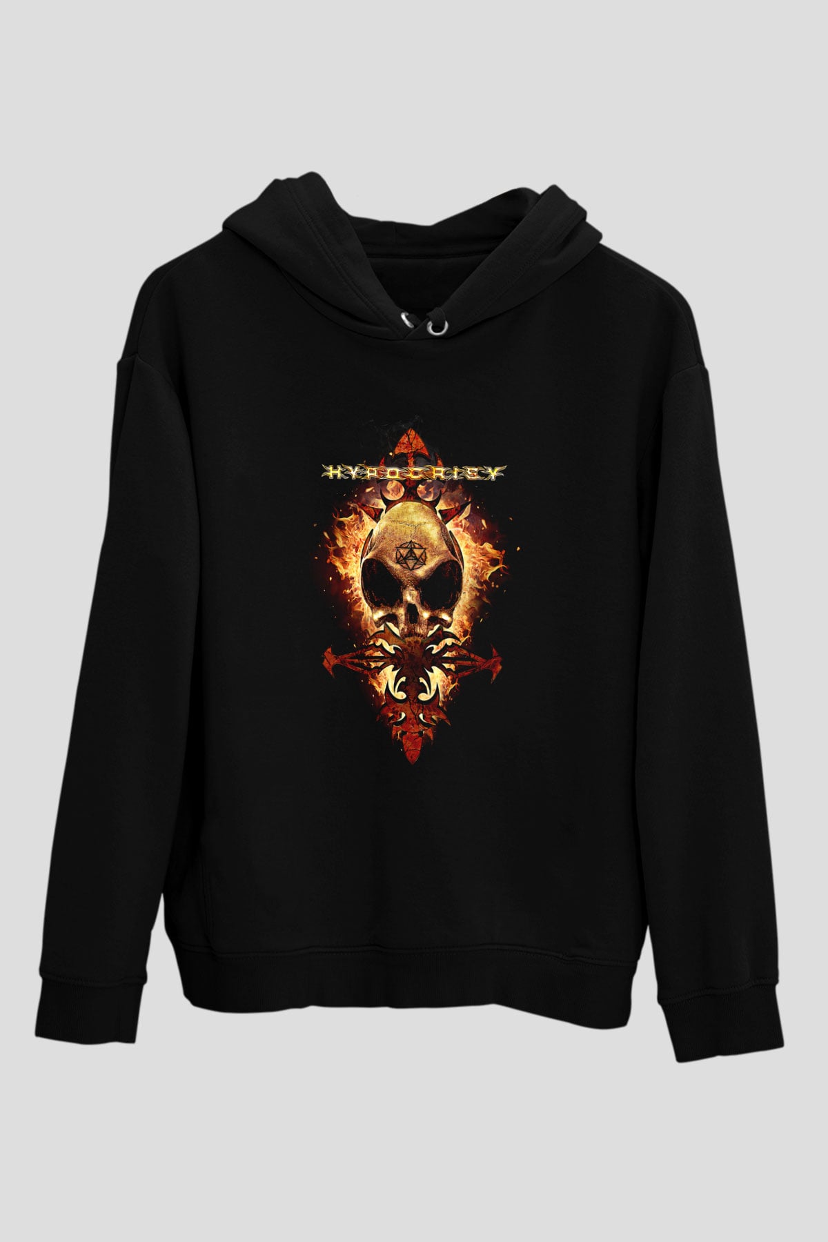 Hypocrisy Baskılı Unisex Siyah Kapüşonlu Sweatshirt