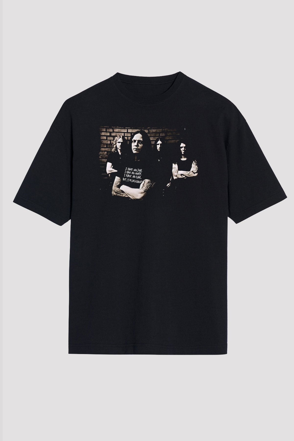 Hypocrisy Baskılı Unisex Siyah Oversize Tişört - Tshirt