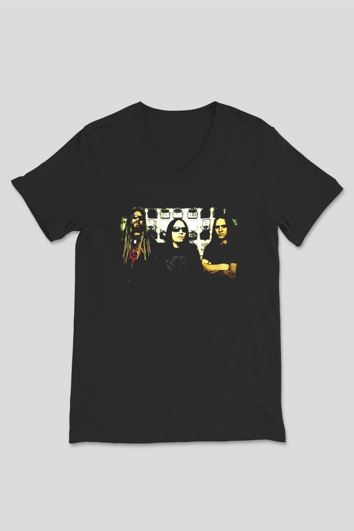 Hypocrisy Baskılı Unisex Siyah V Yaka Tişört - Tshirt
