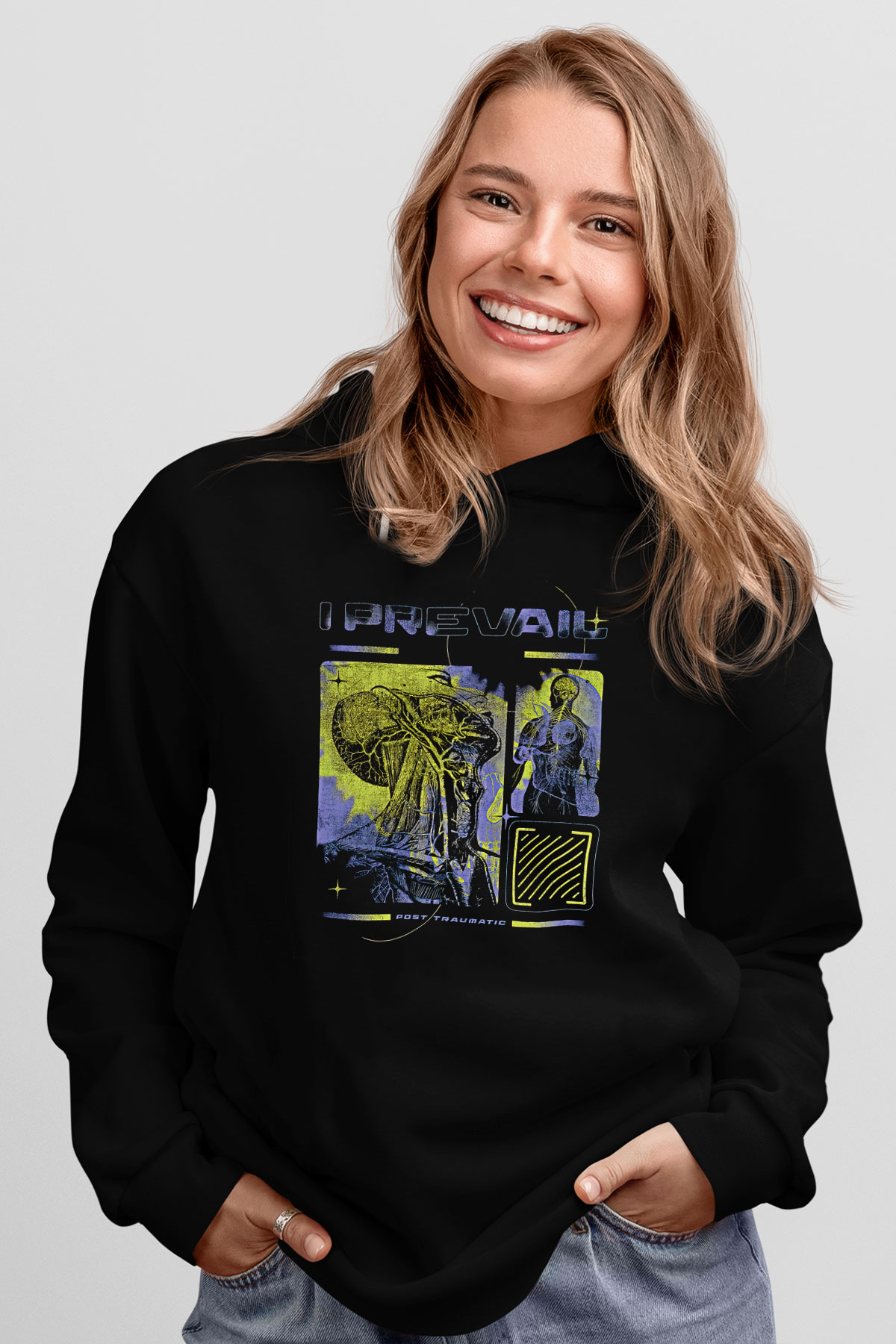 I Prevail Baskılı Unisex Siyah Kapüşonlu Sweatshirt