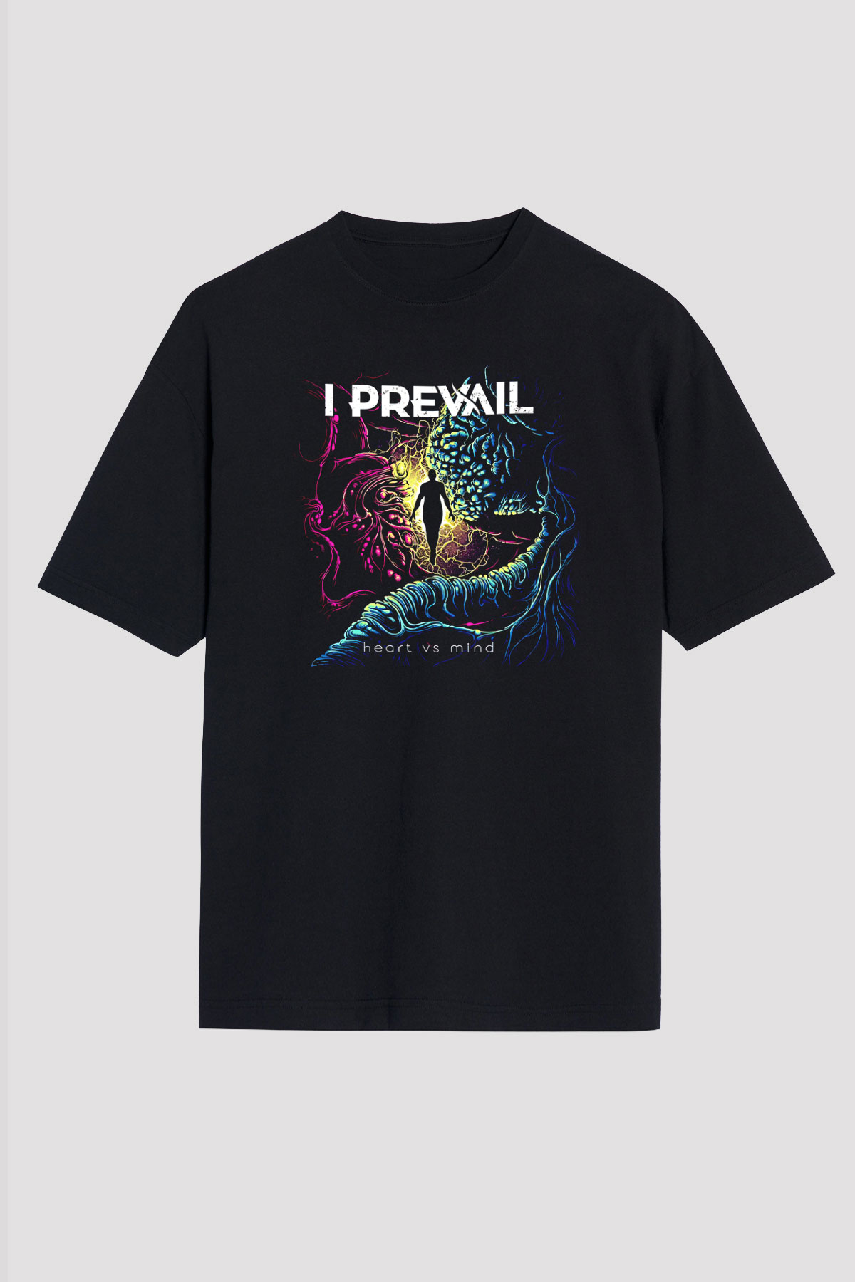 I Prevail Baskılı Unisex Siyah Oversize Tişört - Tshirt