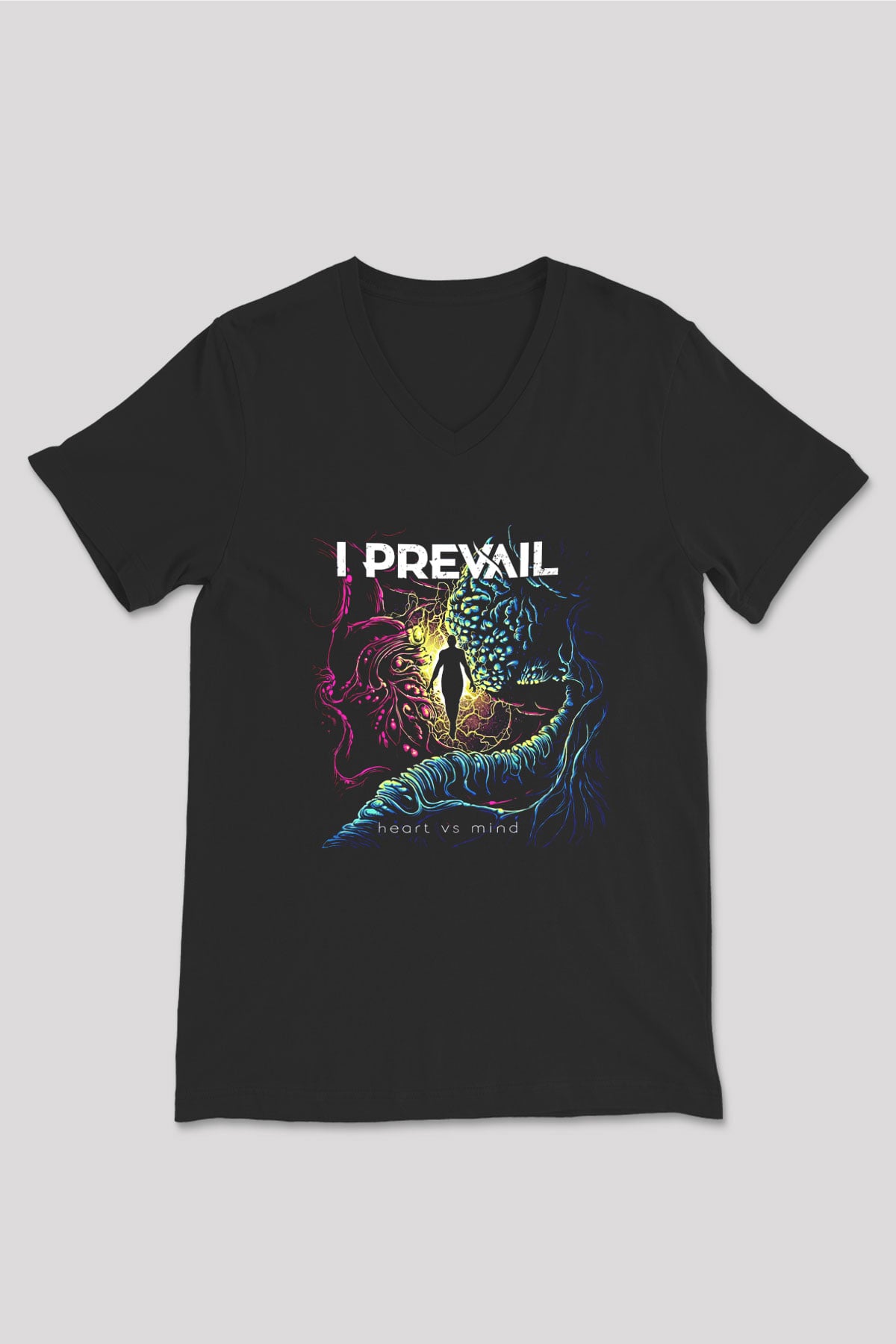 I Prevail Baskılı Unisex Siyah V Yaka Tişört - Tshirt