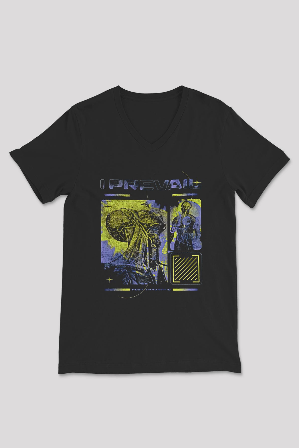 I Prevail Baskılı Unisex Siyah V Yaka Tişört - Tshirt