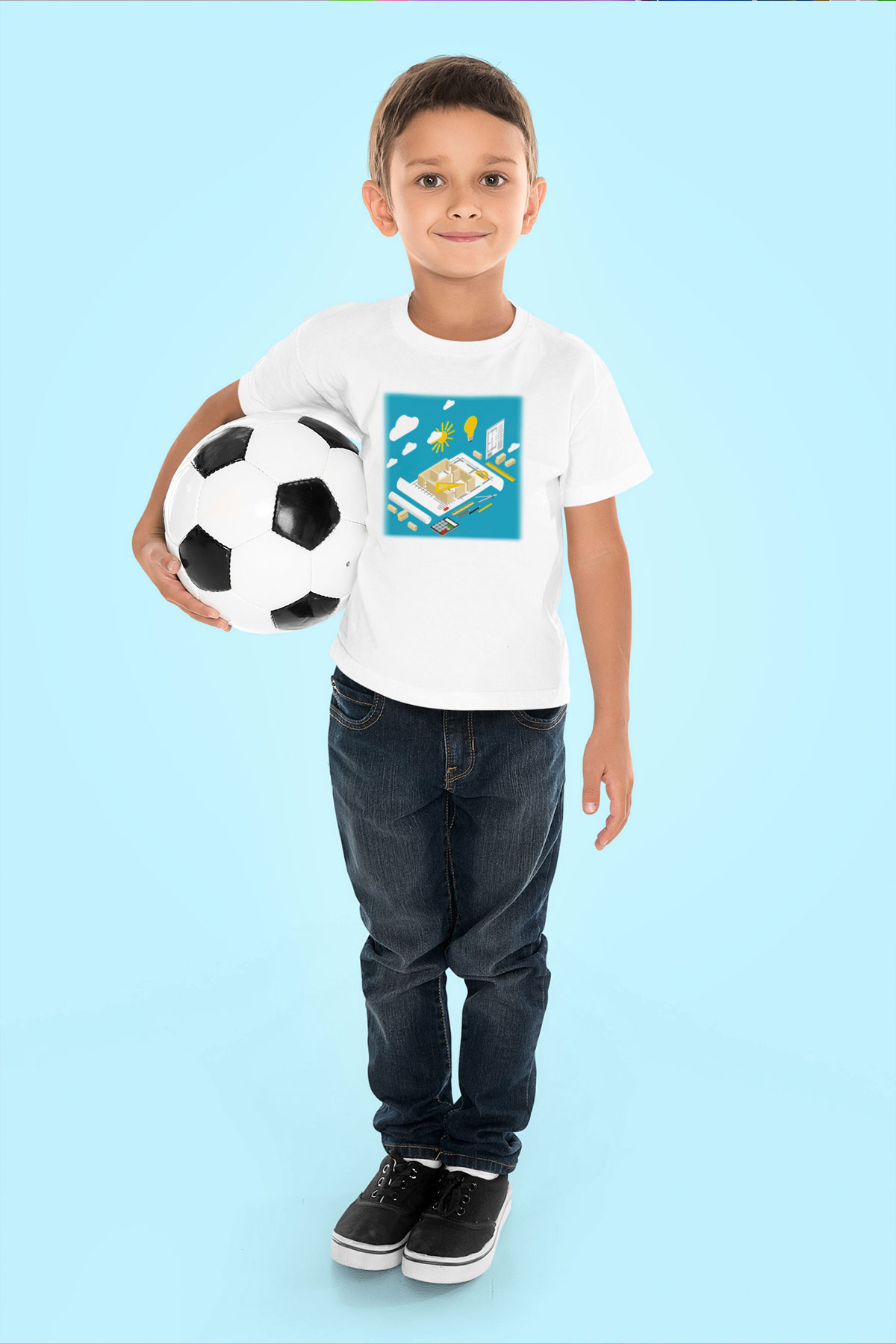 İç mimar Baskılı Beyaz Unisex Çocuk Tişört