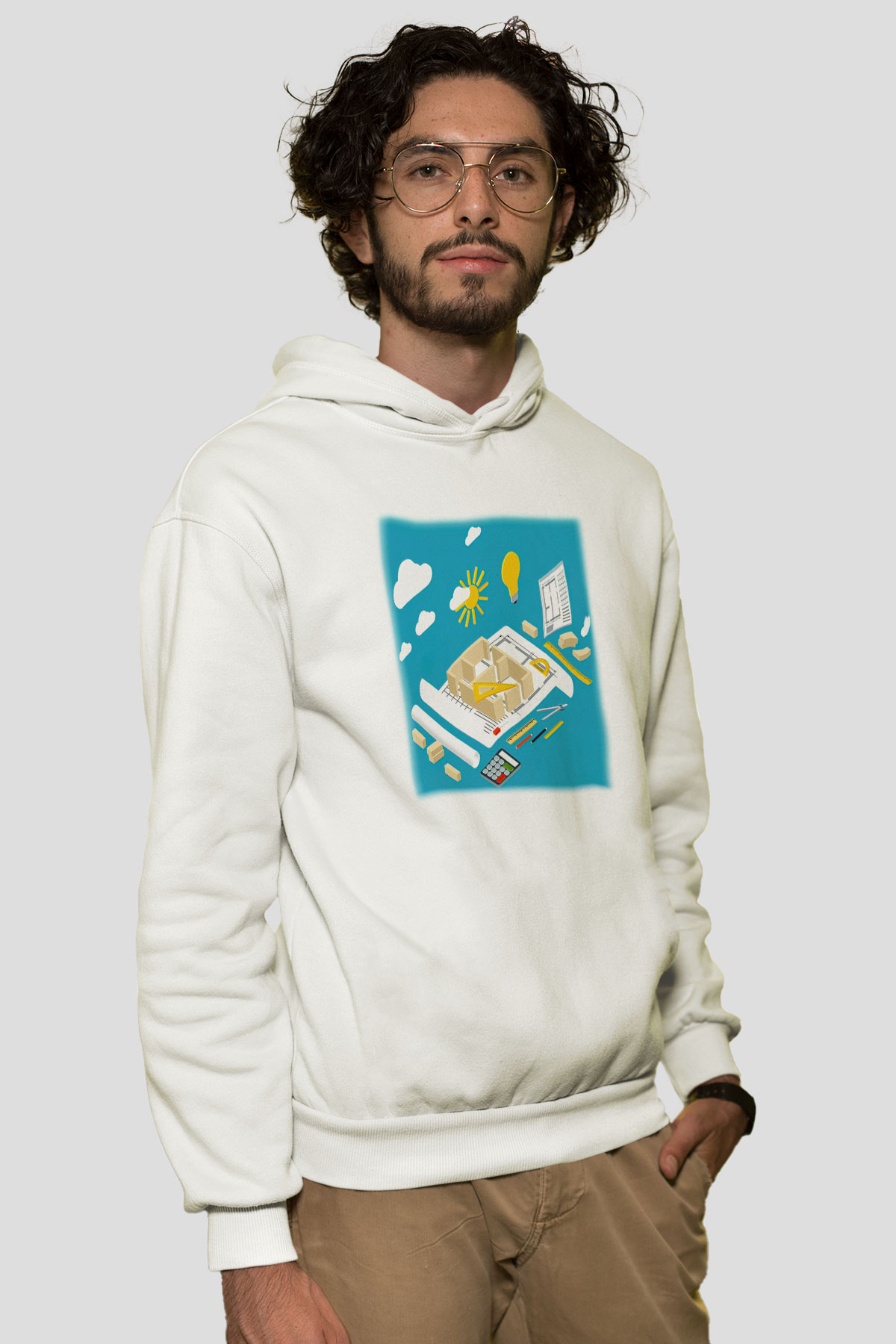 İç mimar Beyaz Unisex Hoodie