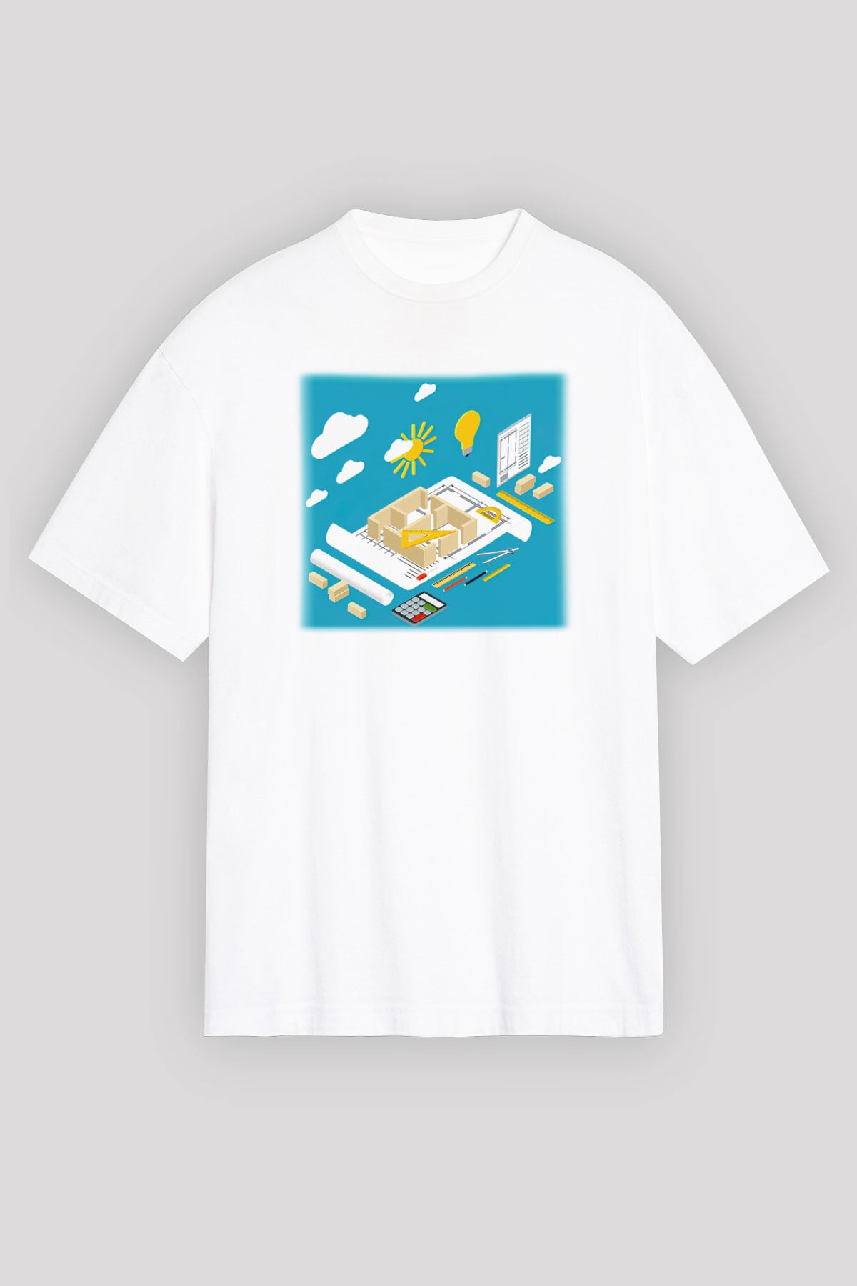 İç mimar Beyaz Unisex Oversize Tişört T-Shirt
