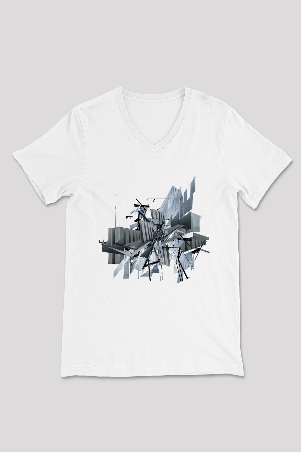 İç mimar Beyaz Unisex V Yaka Tişört T-Shirt