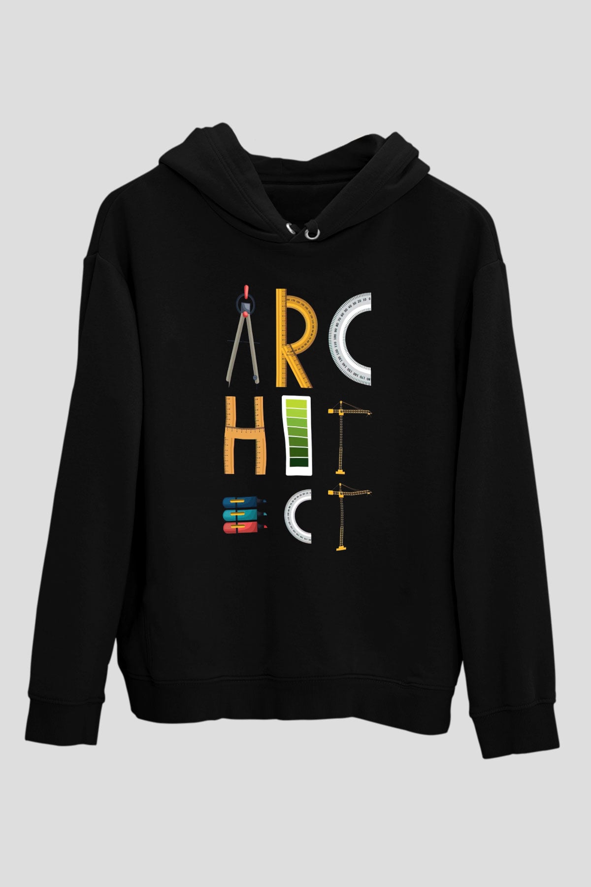 İç mimar Siyah Unisex Kapüşonlu Sweatshirt