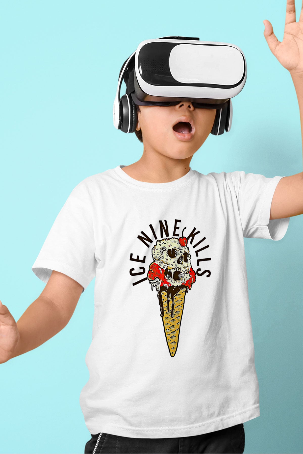 Ice Nine Kills Baskılı Beyaz Unisex Beyaz Çocuk Tişört - Tshirt