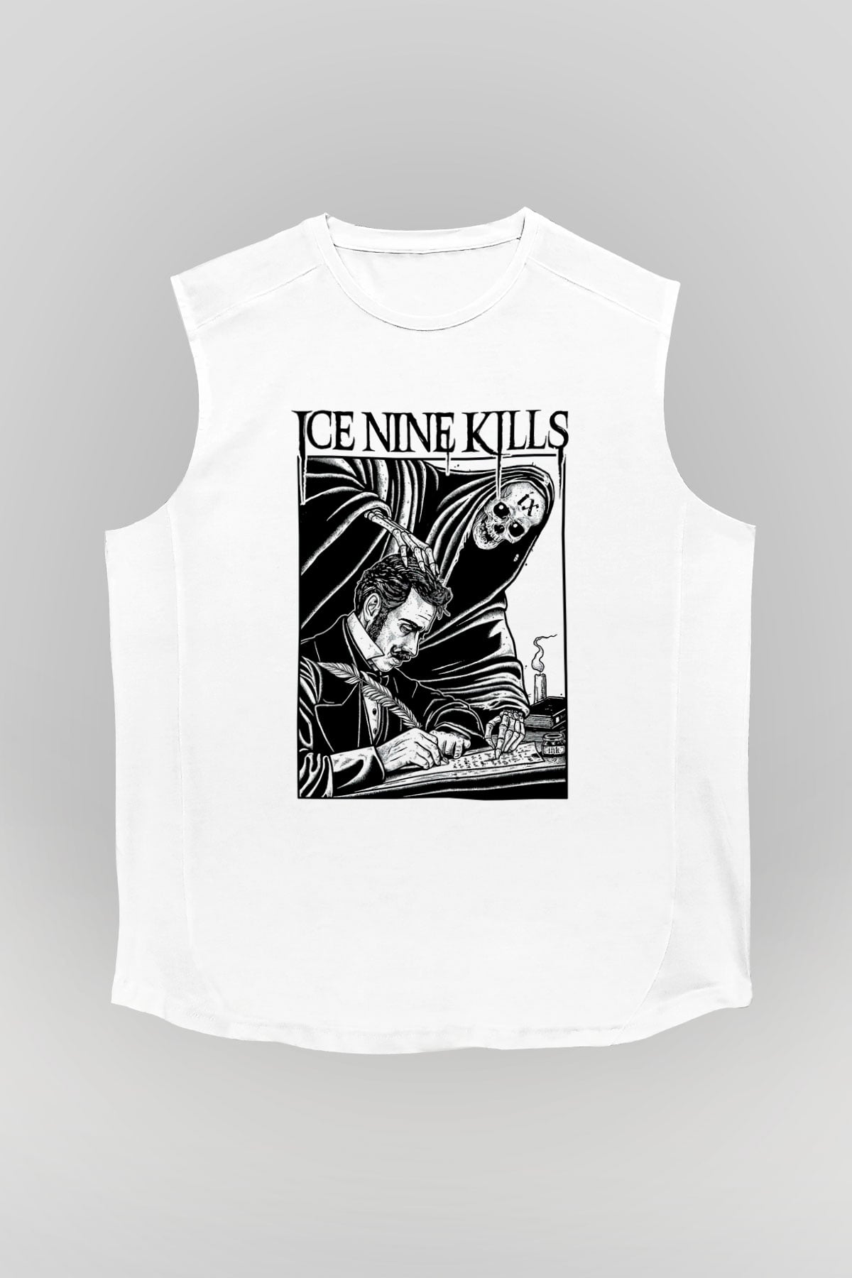 Ice Nine Kills Baskılı Beyaz Unisex Kolsuz Tişört - Tshirt