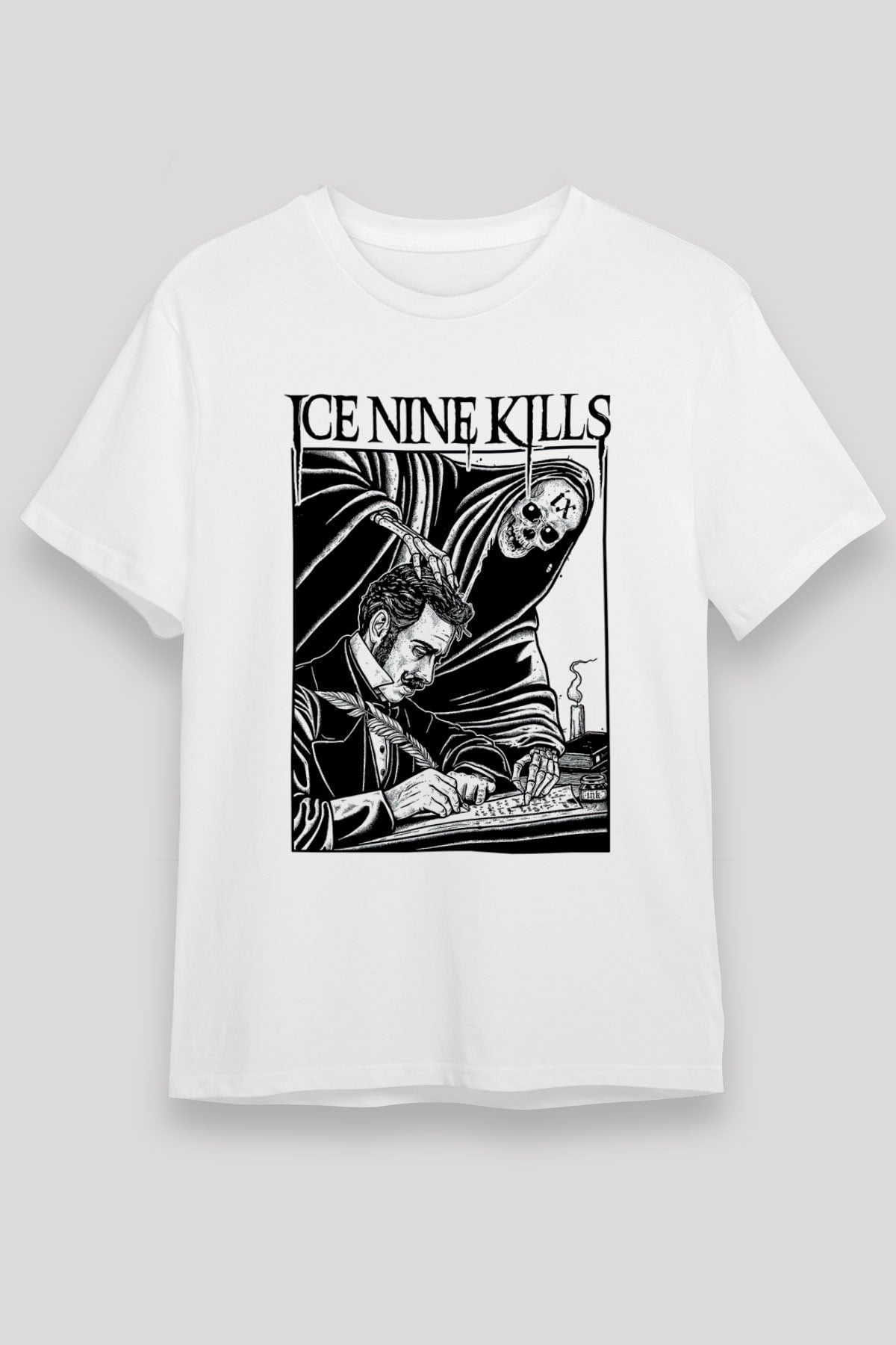 Ice Nine Kills Baskılı Unisex Beyaz Tişört - Tshirt