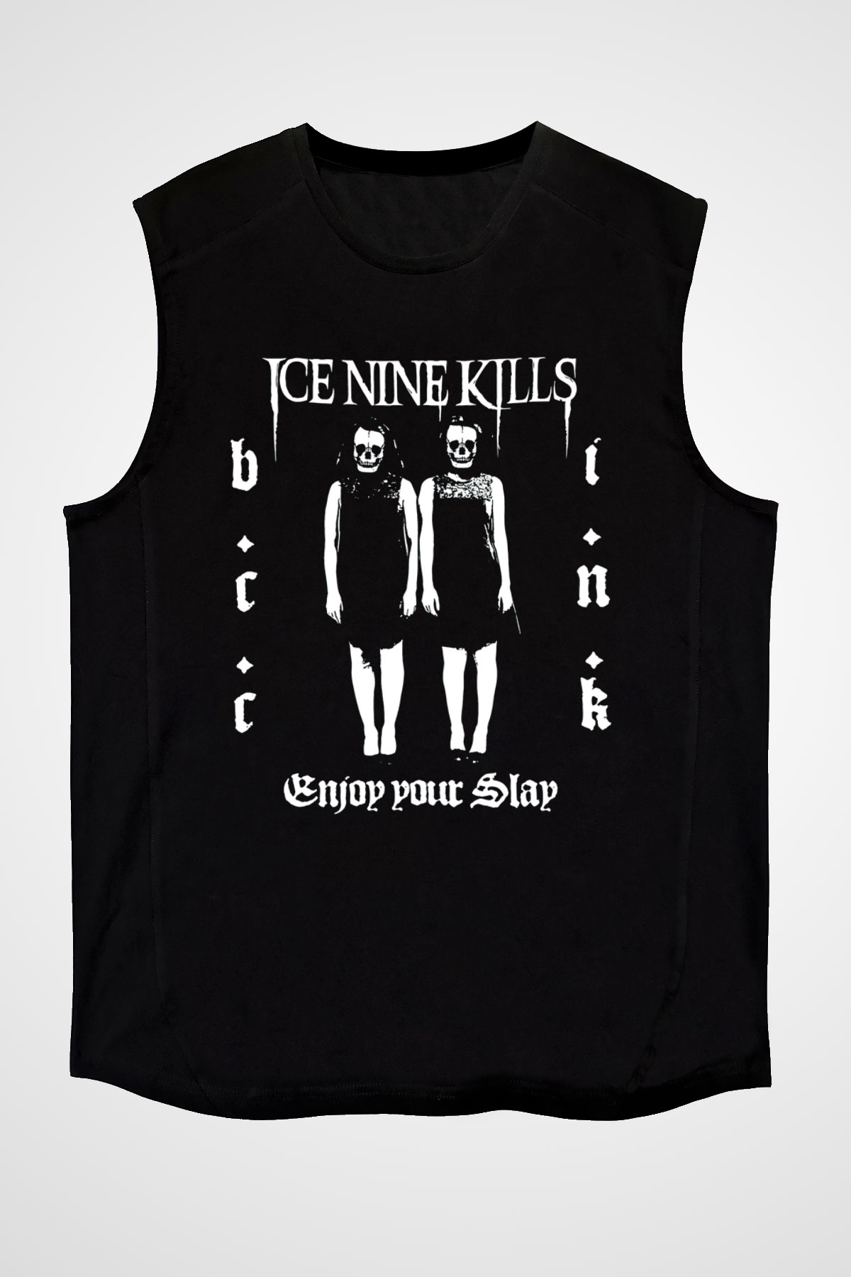 Ice Nine Kills Baskılı Unisex Siyah Kolsuz Tişört - Tshirt