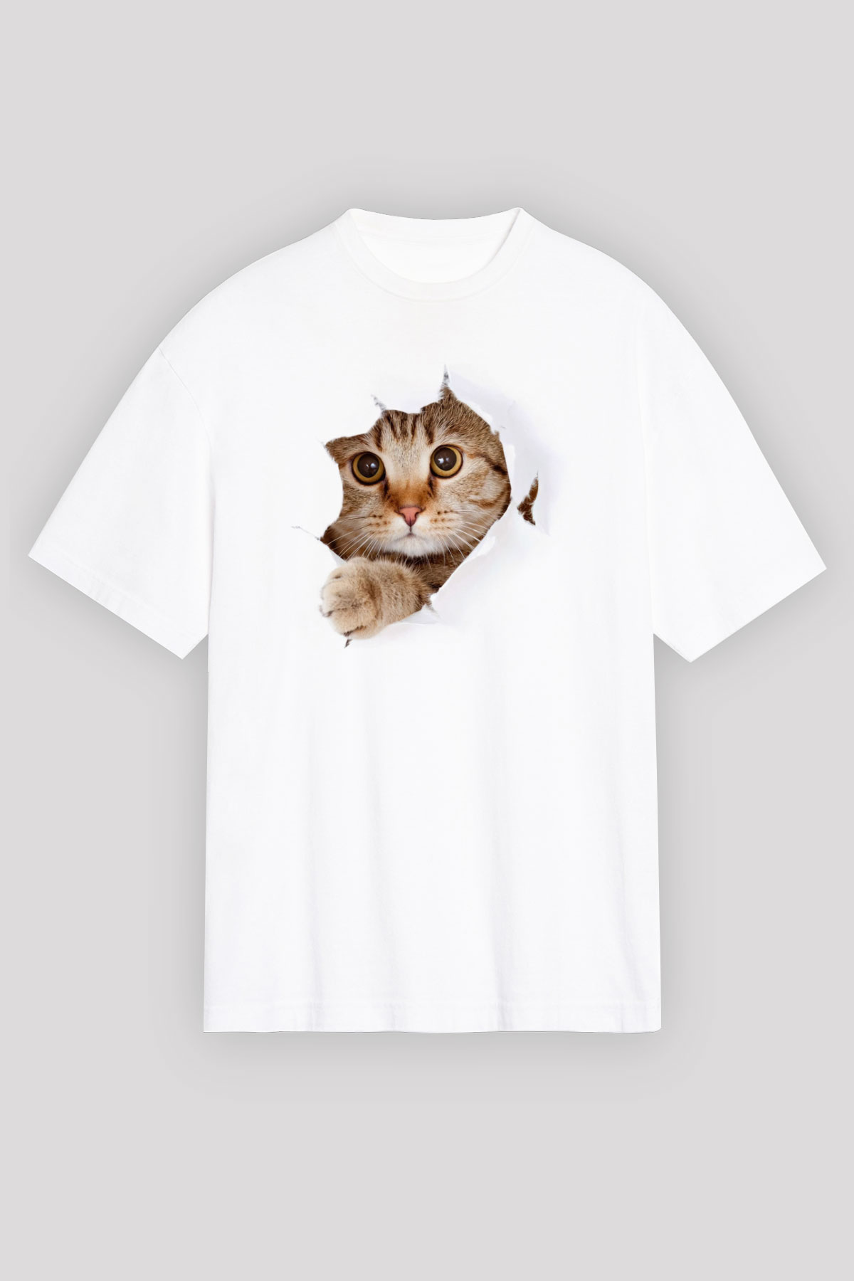 İçimdeki Şirin Kedi Temalı Baskılı Unisex Beyaz Tshirt