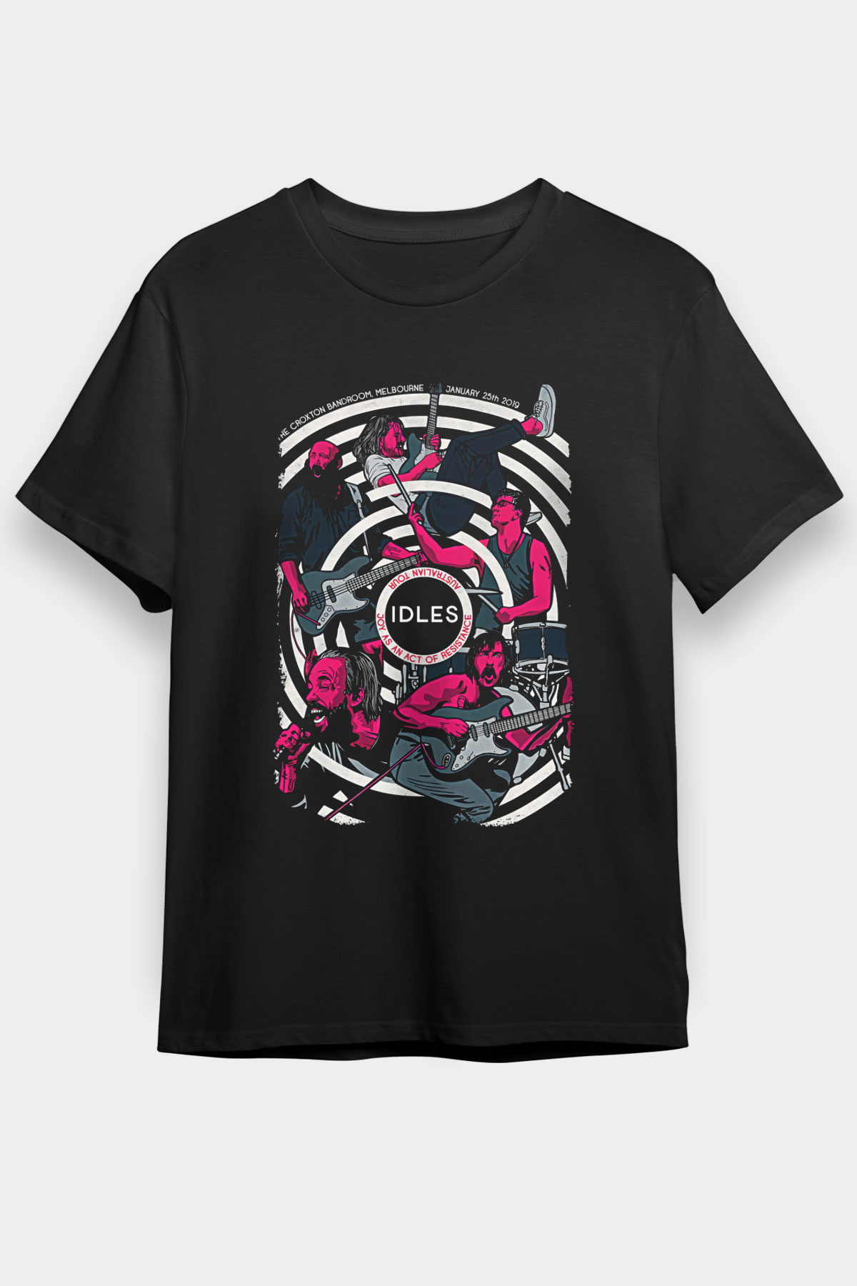 Idles Baskılı Unisex Siyah Tişört - Tshirt