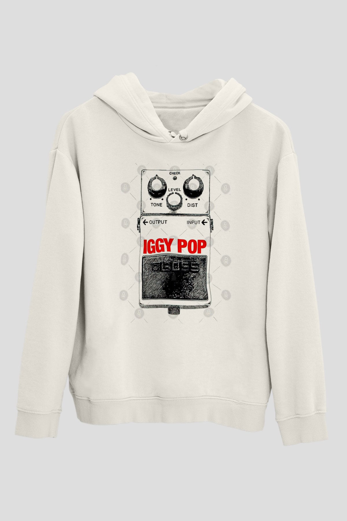 Iggy Pop Baskılı Beyaz Unisex Kapüşonlu Sweatshirt
