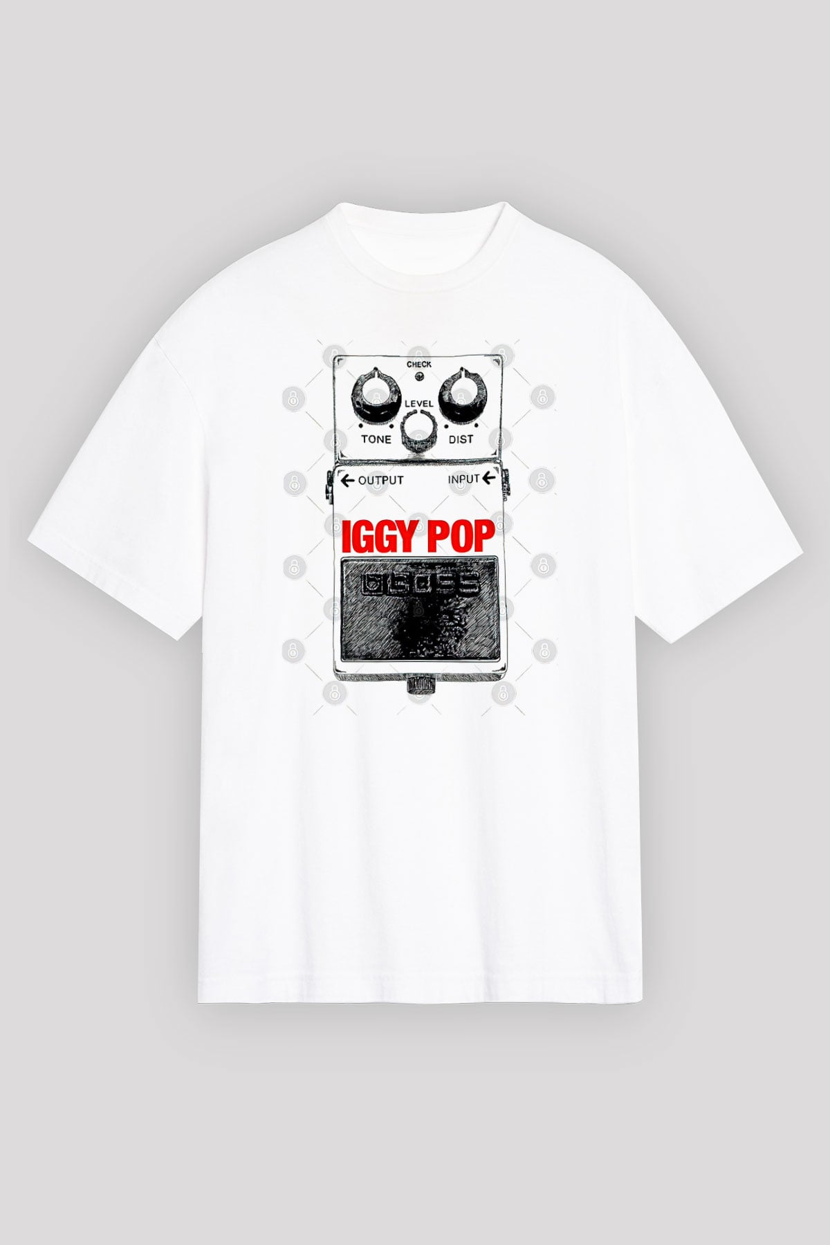 Iggy Pop Baskılı Beyaz Unisex Oversize Tişört - Tshirt
