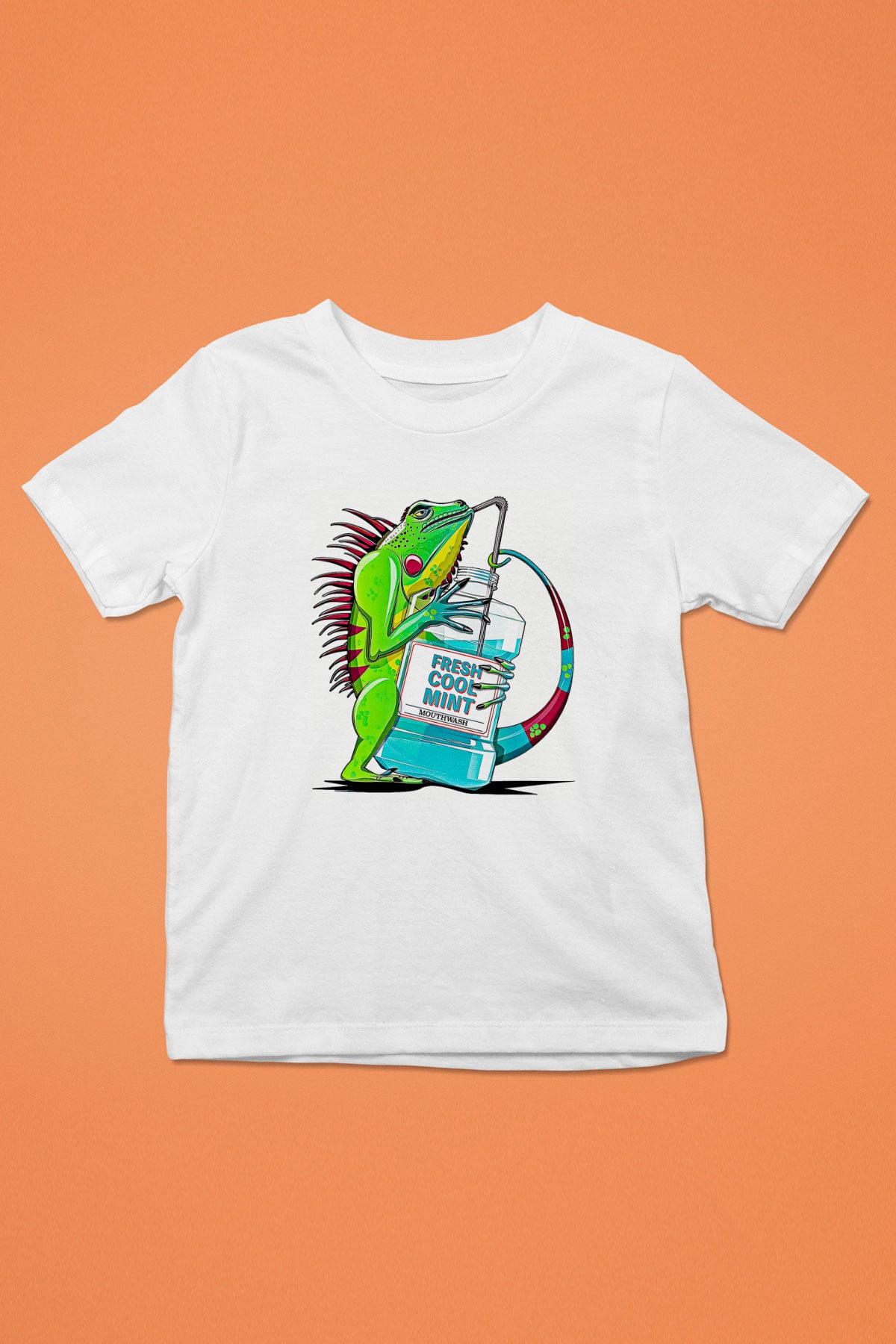 İguana Baskılı Beyaz Unisex Beyaz Çocuk Tişört - Tshirt