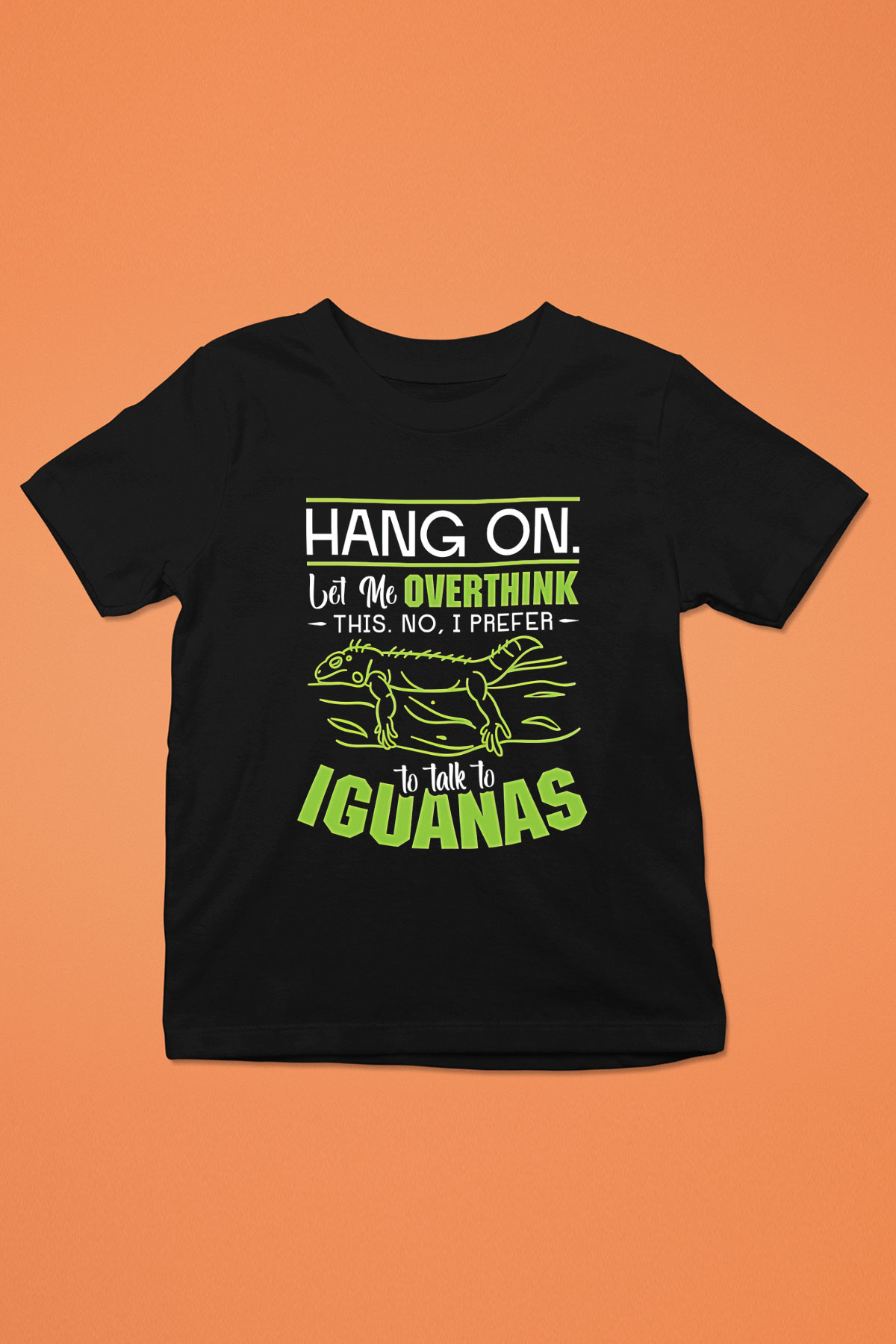 İguana Baskılı Unisex Siyah Çocuk Tişört - Tshirt