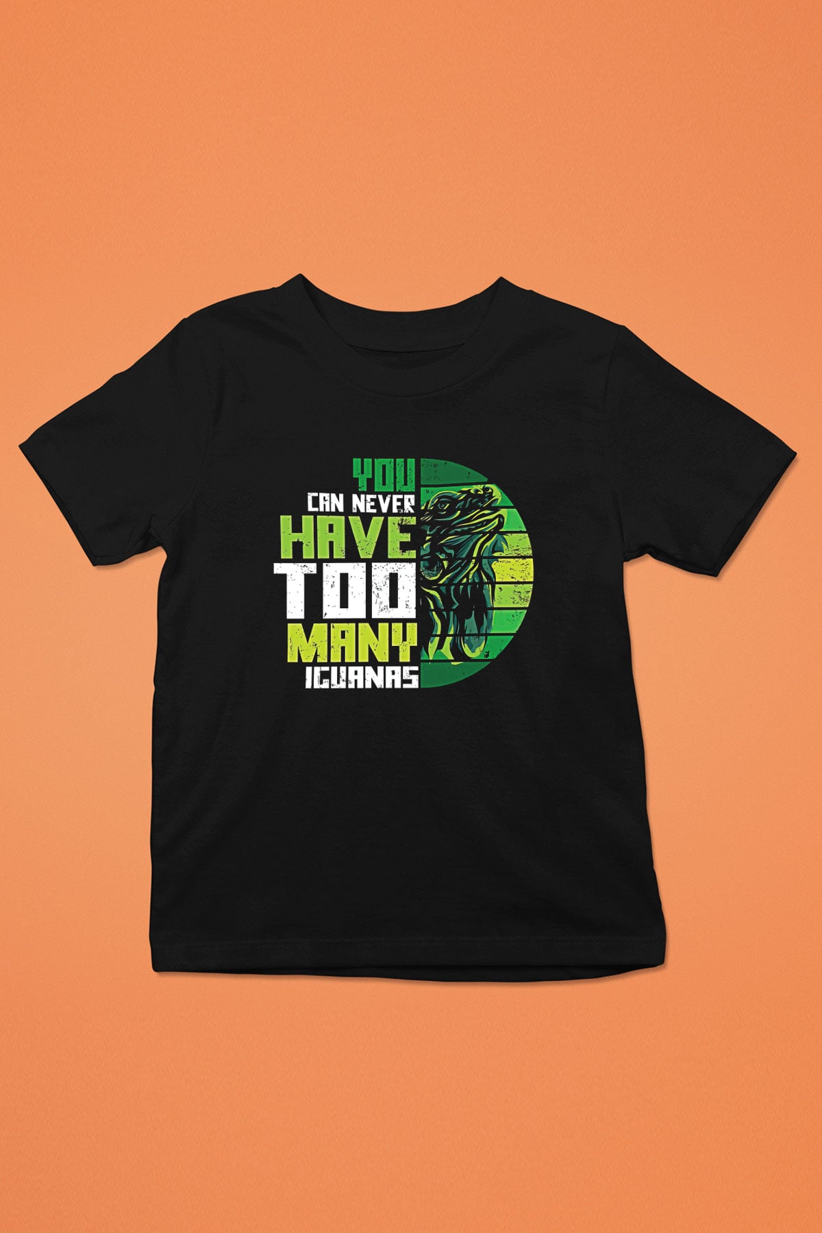 İguana Baskılı Unisex Siyah Çocuk Tişört - Tshirt