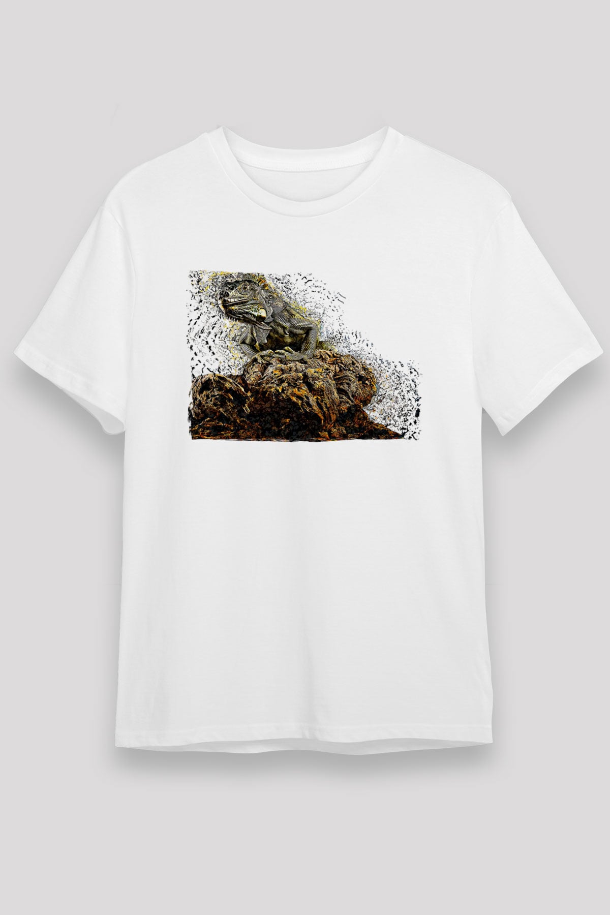 İguana Unisex Baskılı Beyaz Tişört - Tshirt