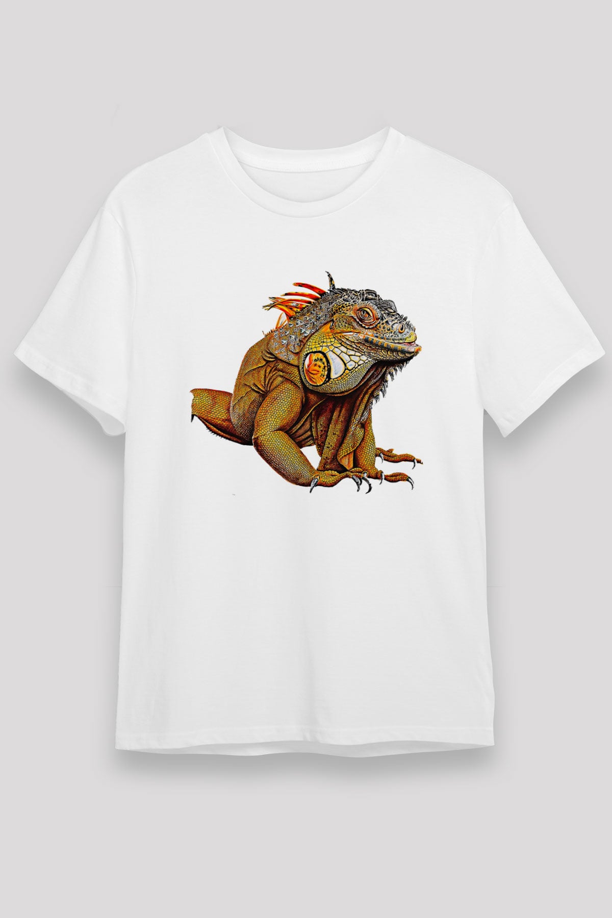 İguana Unisex Baskılı Beyaz Tişört - Tshirt