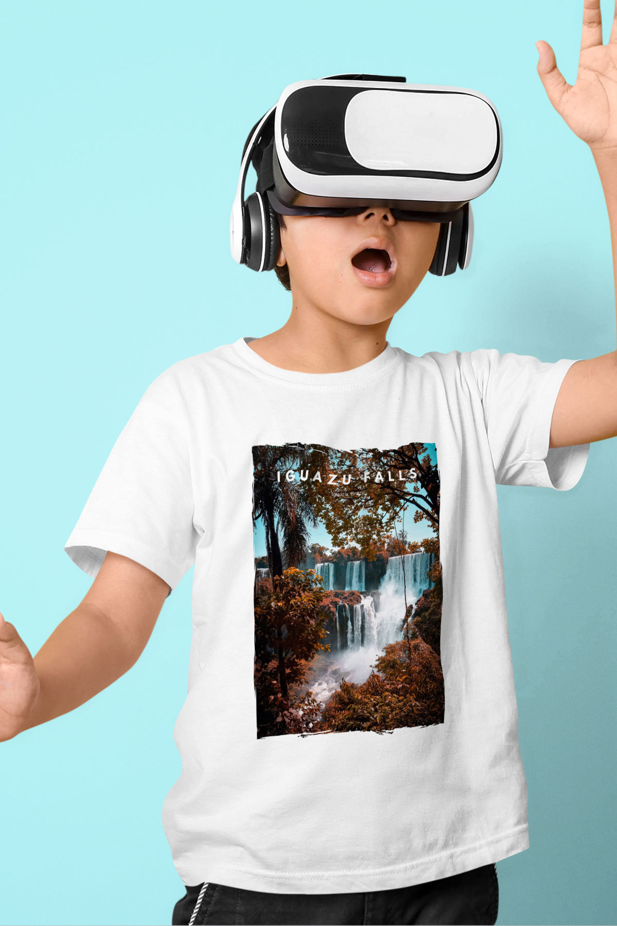 Iguazu Şelalesi Beyaz Unisex Çocuk Tişört