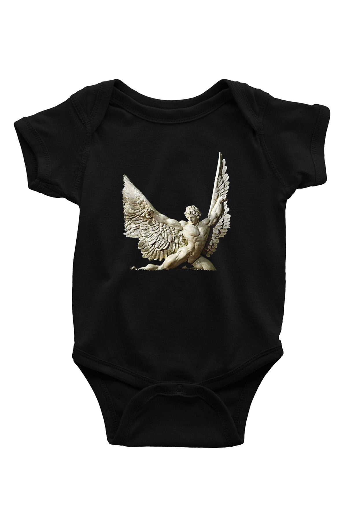 İkarus Baskılı Unisex Siyah Bebek Body - Zıbın