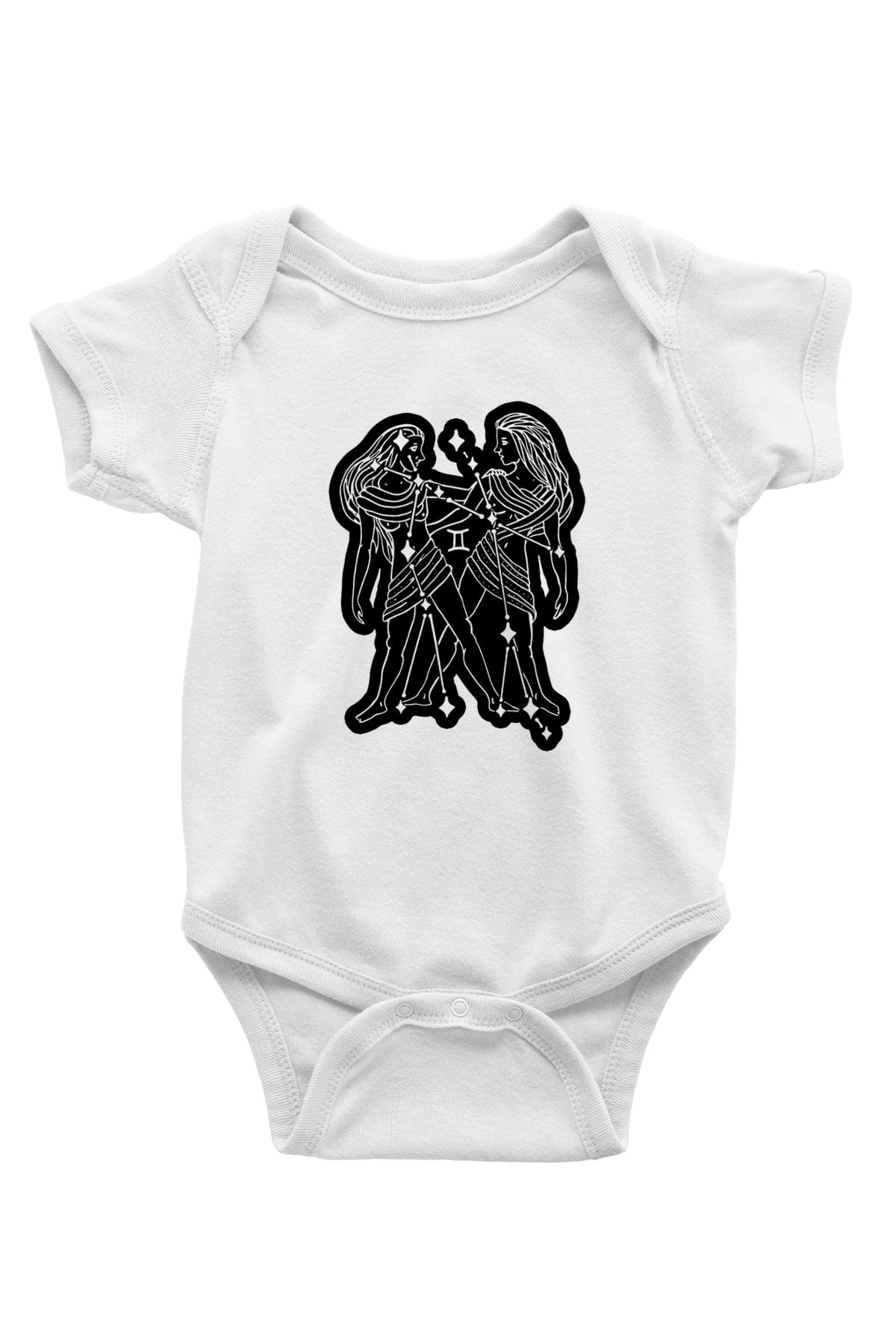 İkizler Burcu Baskılı Beyaz Unisex Bebek Body - Zıbın
