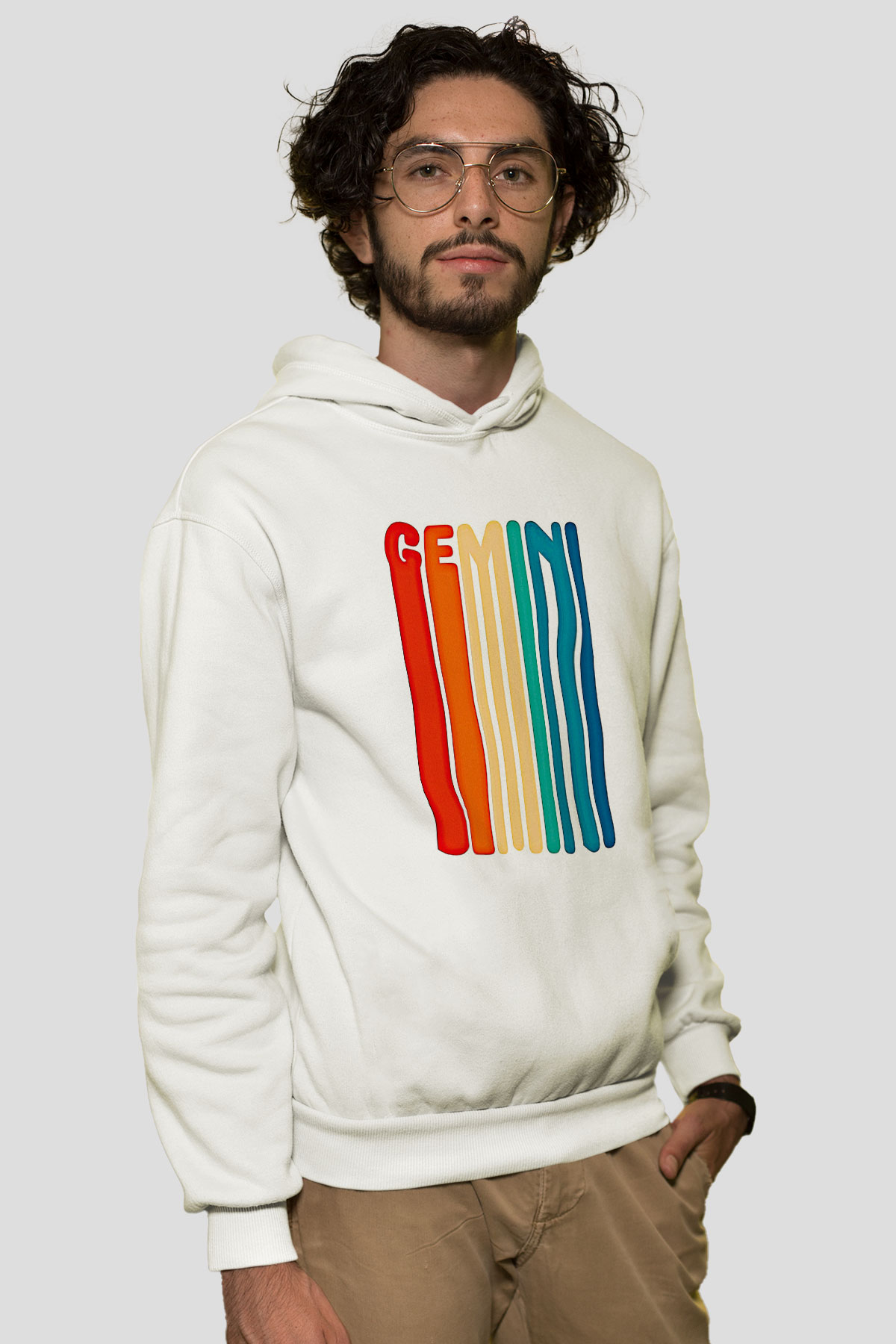 İkizler Burcu Baskılı Beyaz Unisex Hoodie