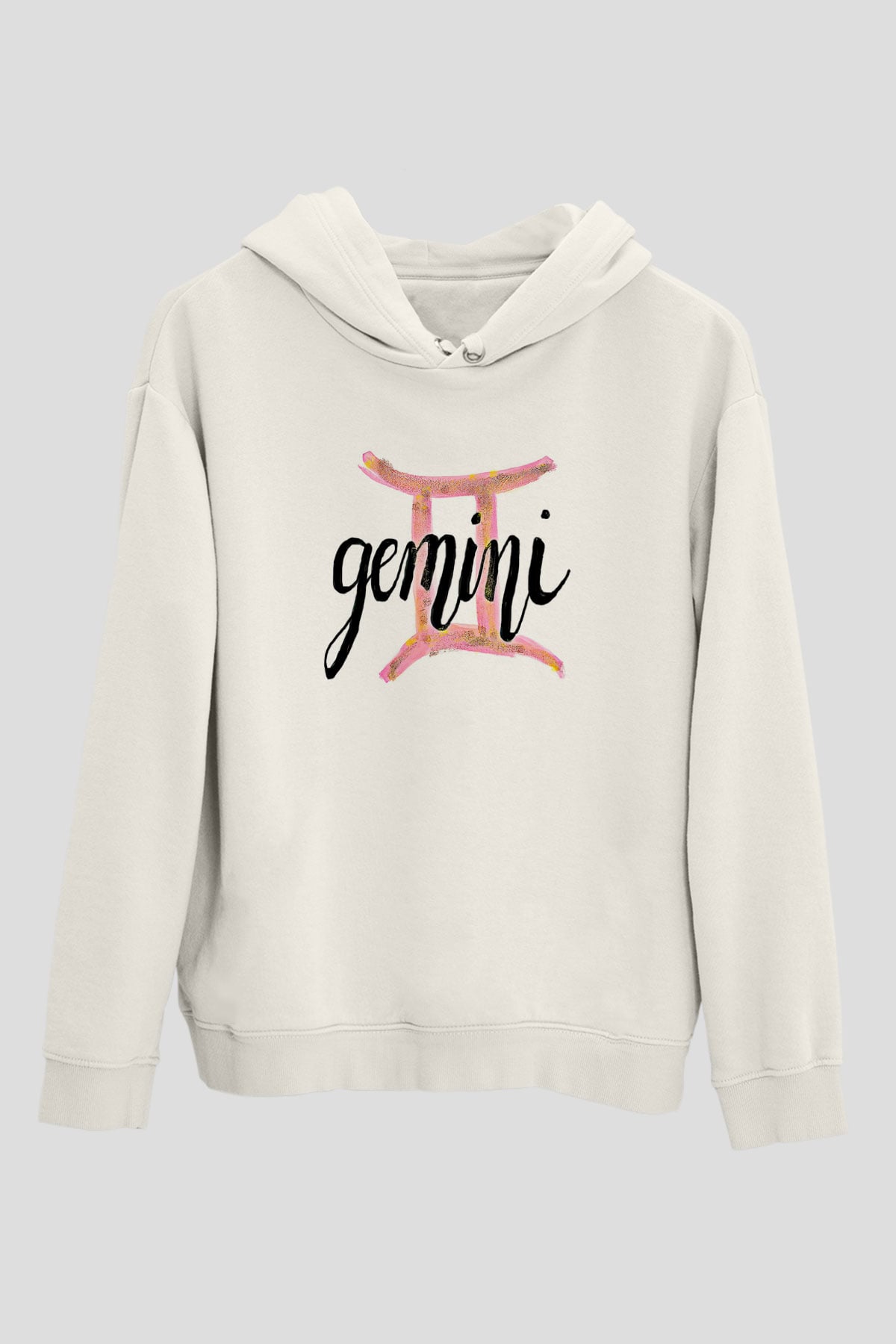 İkizler Burcu Baskılı Beyaz Unisex Hoodie