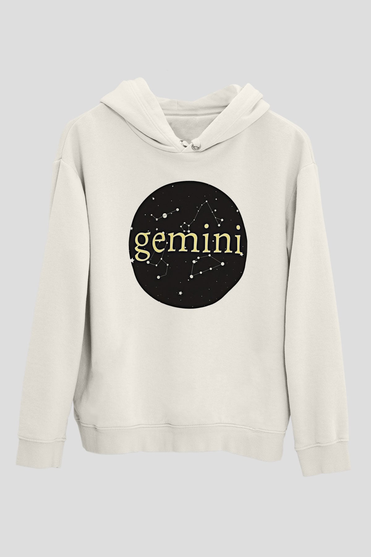 İkizler Burcu Baskılı Beyaz Unisex Hoodie