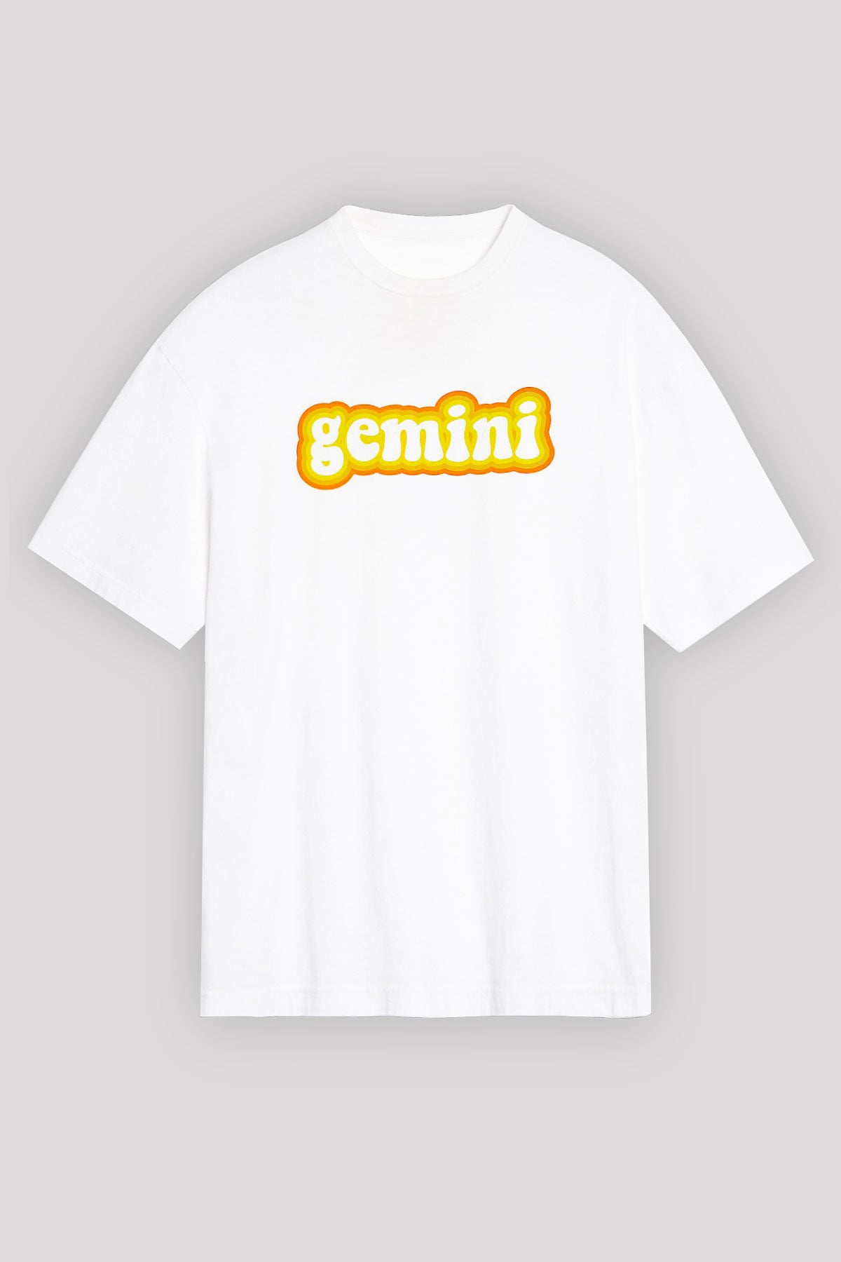 İkizler Burcu Baskılı Beyaz Unisex Oversize Tişört - Tshirt