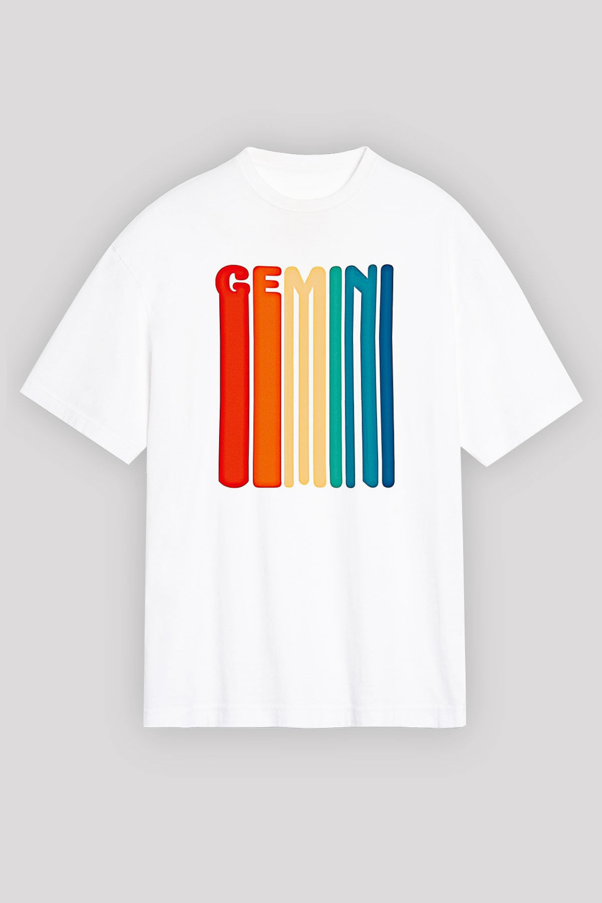İkizler Burcu Baskılı Beyaz Unisex Oversize Tişört - Tshirt