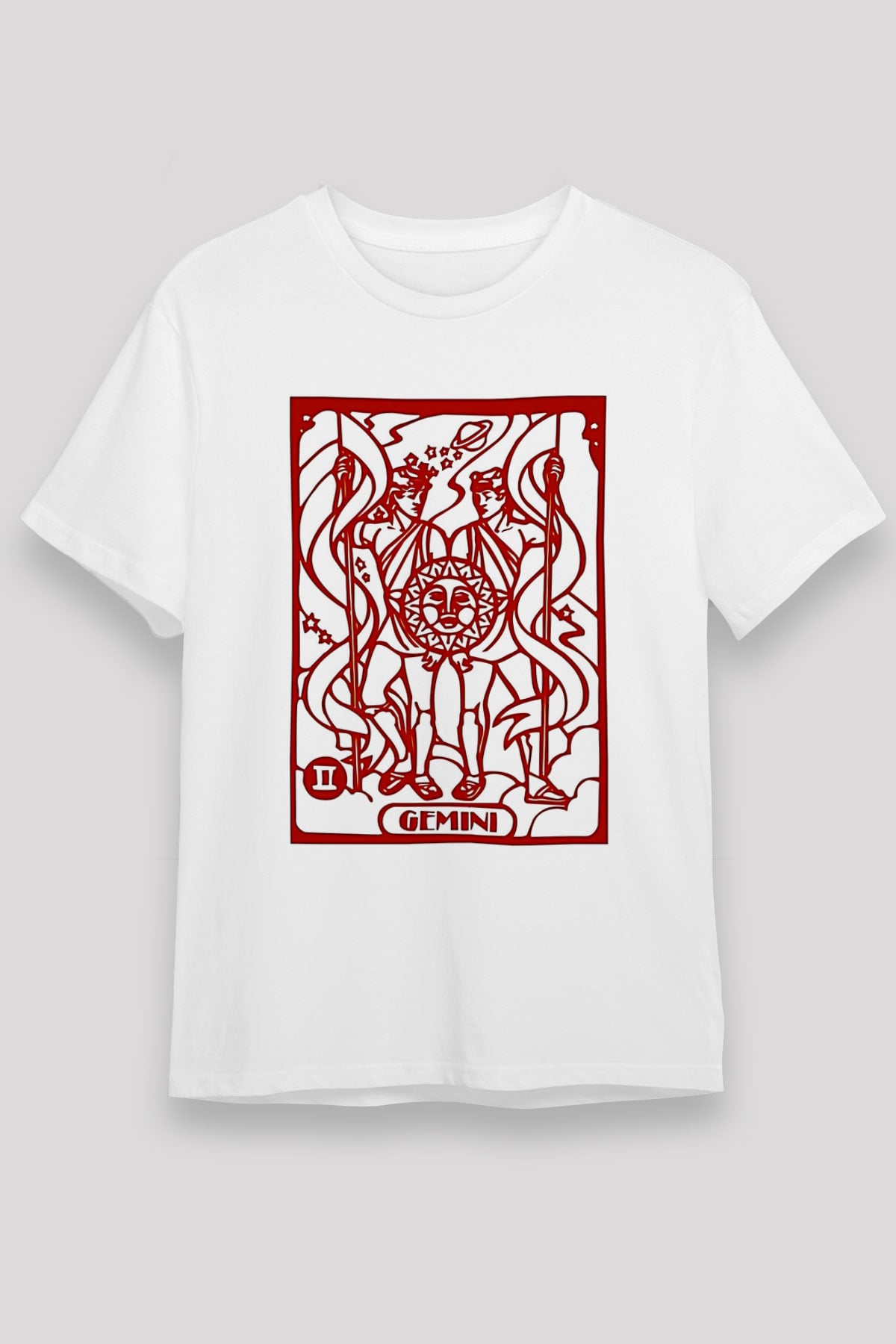 İkizler Burcu Unisex Baskılı Beyaz Tişört - Tshirt