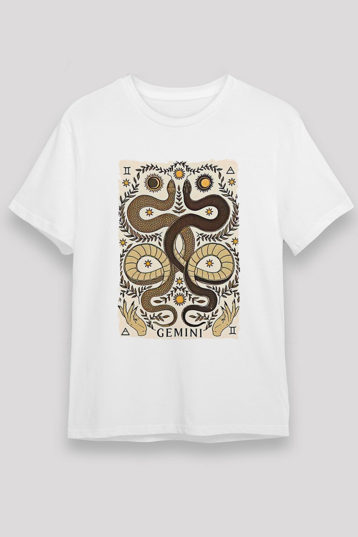 İkizler Burcu Unisex Baskılı Beyaz Tişört - Tshirt