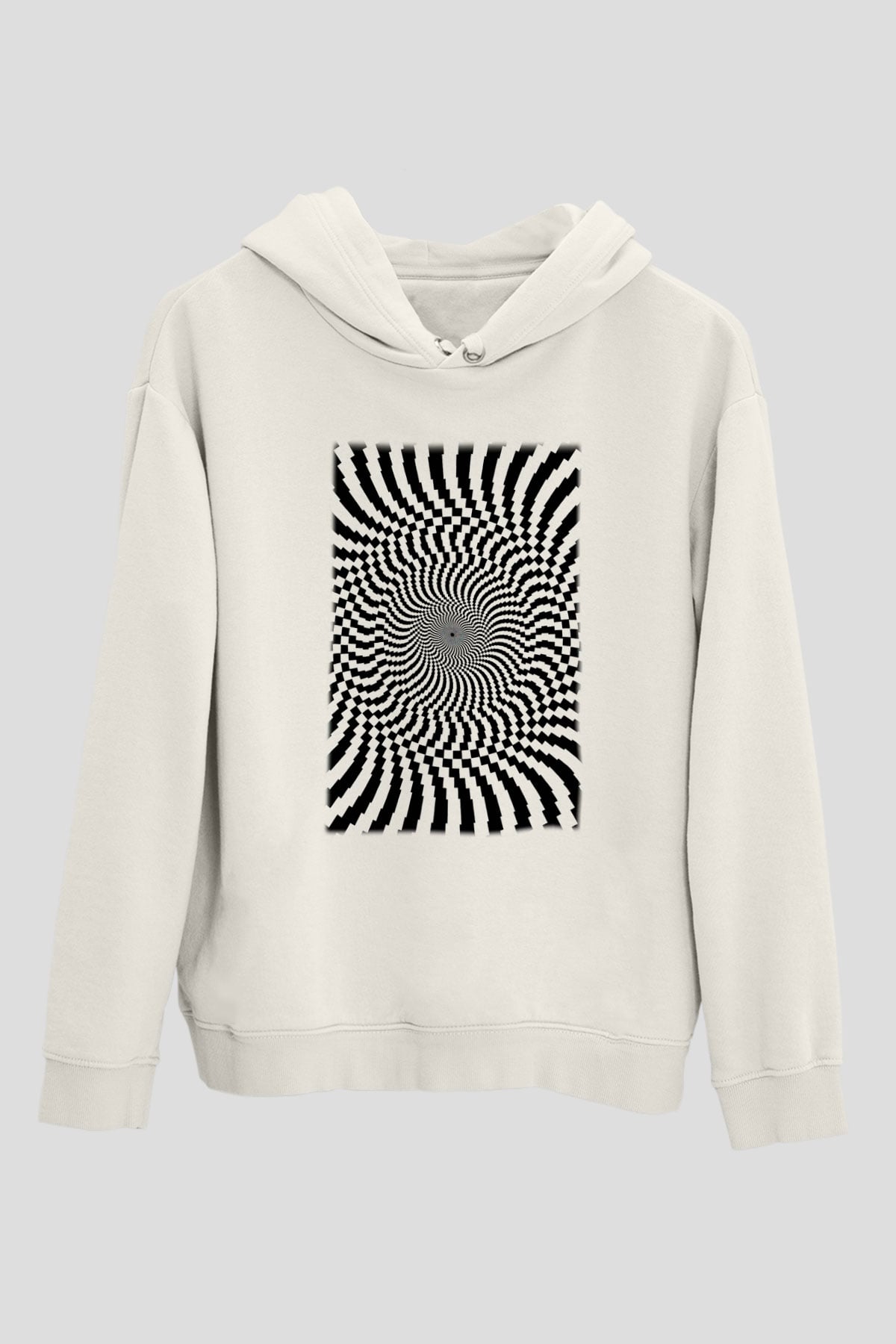 Illüzyon Beyaz Unisex Kapşonlu Sweatshirt