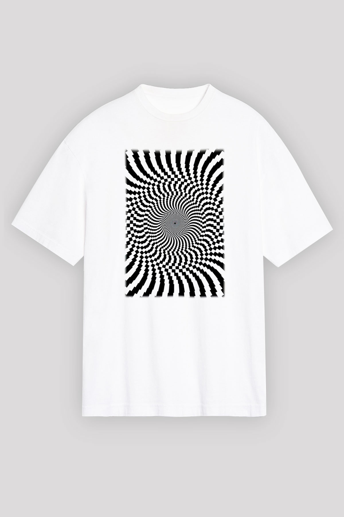 Illüzyon Beyaz Unisex Oversize Tişört T-Shirt