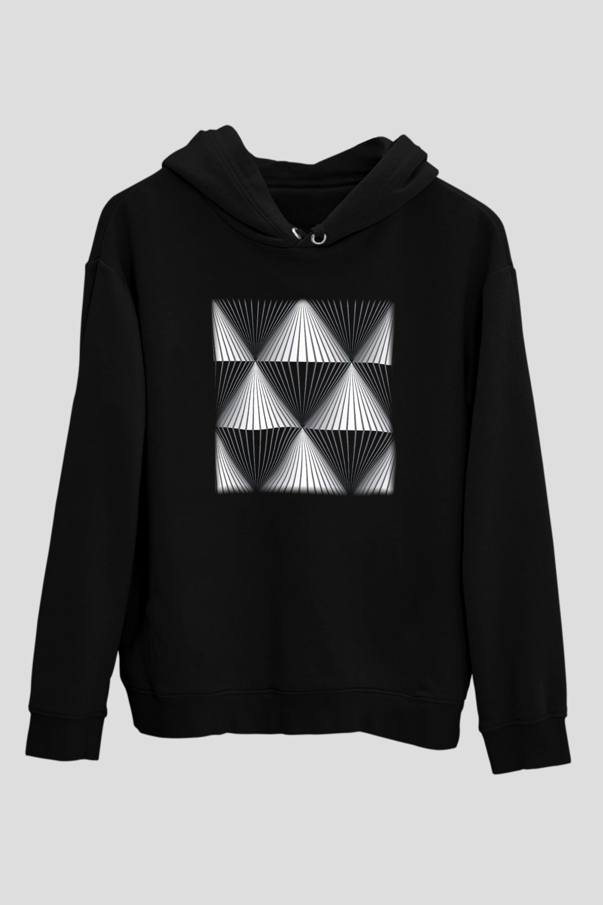 Illüzyon Siyah Unisex Hoodie