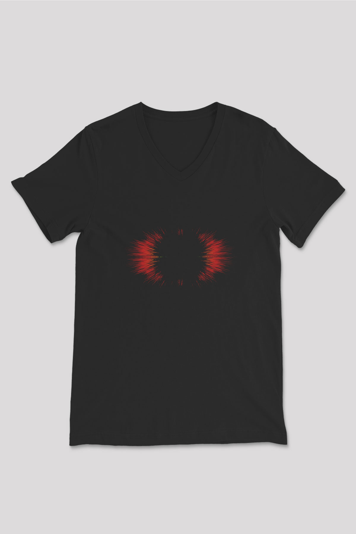 Illüzyon Siyah Unisex V Yaka Tişört