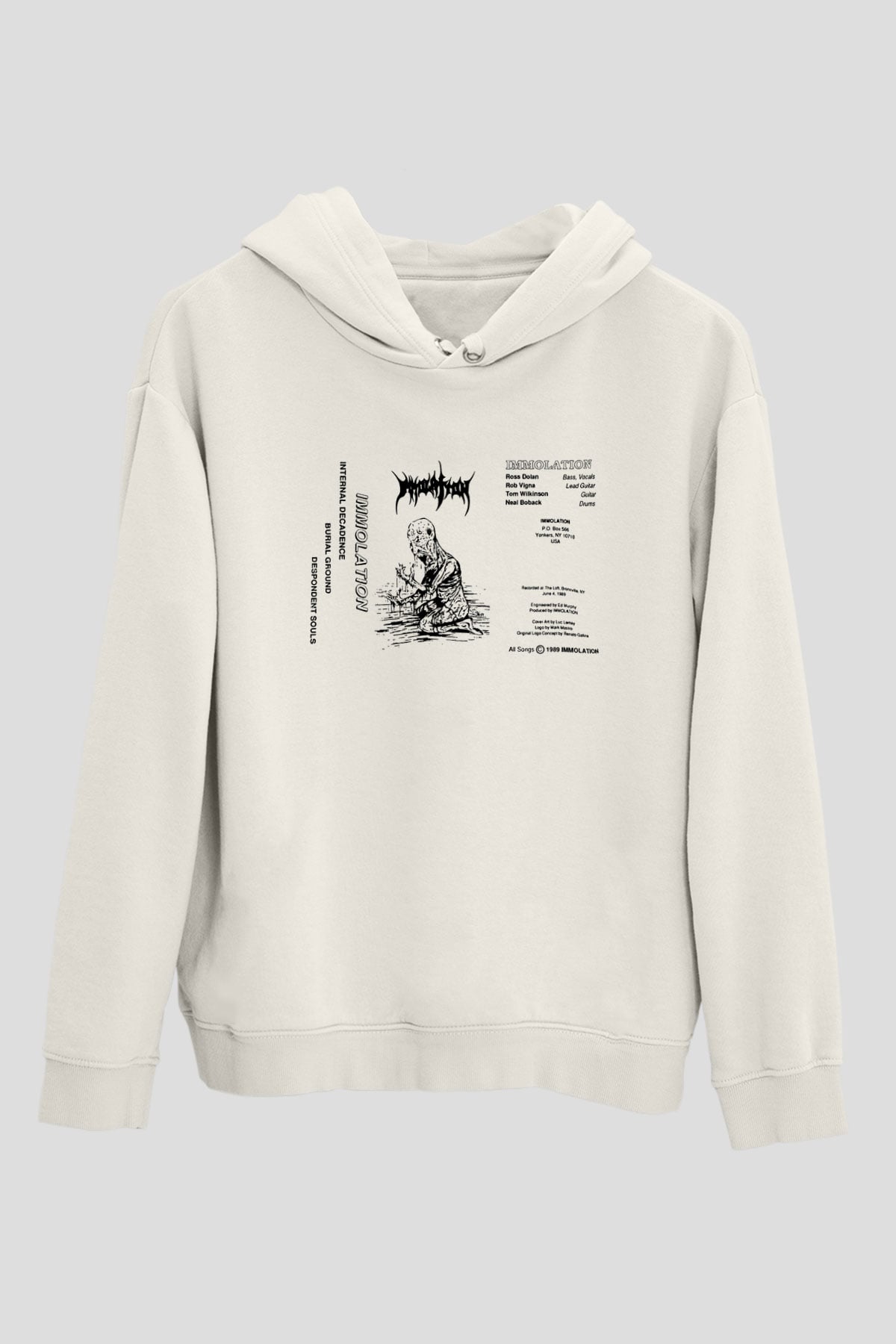 Immolation Baskılı Beyaz Unisex Kapüşonlu Sweatshirt