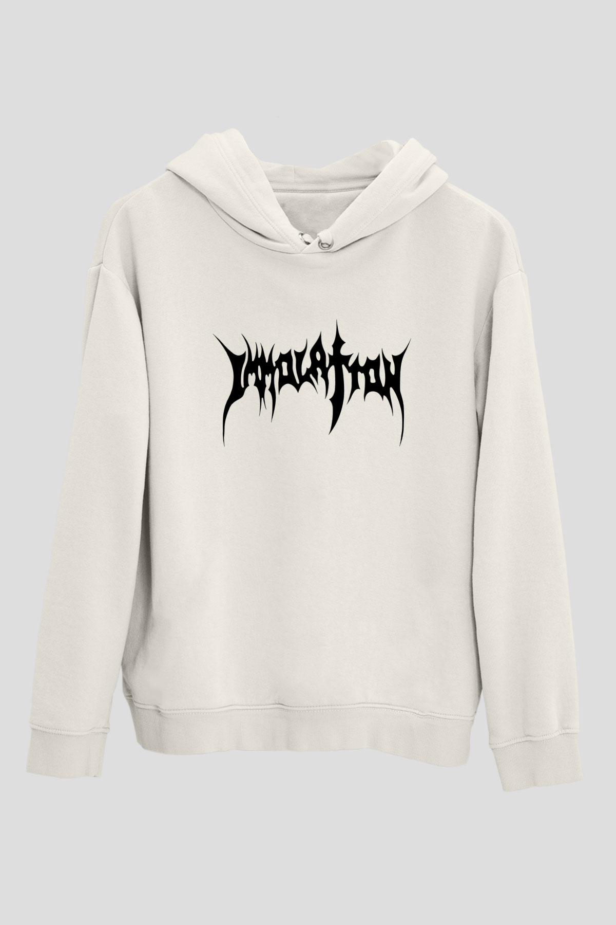 Immolation Baskılı Beyaz Unisex Kapüşonlu Sweatshirt