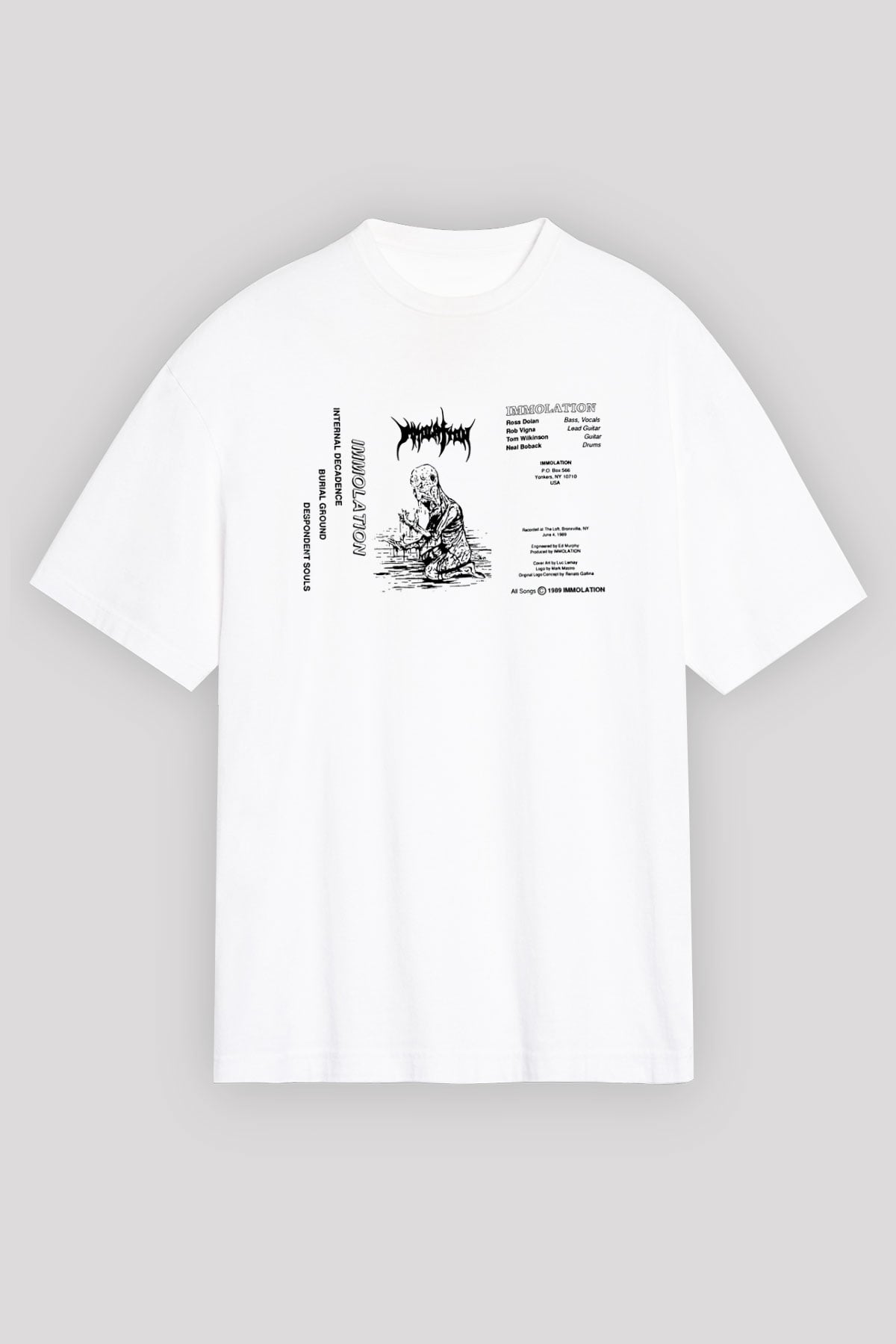 Immolation Baskılı Beyaz Unisex Oversize Tişört - Tshirt